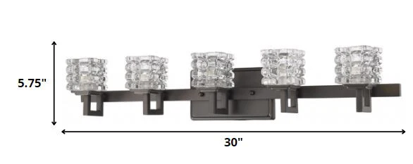 Coralie 5-Light Oil-Rubbed Bronze Sconce With Pressed Crystal Shades By Homeroots - Image 5