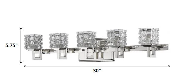 Coralie 5-Light Polished Nickel Sconce With Pressed Crystal Shades By Homeroots - Image 5