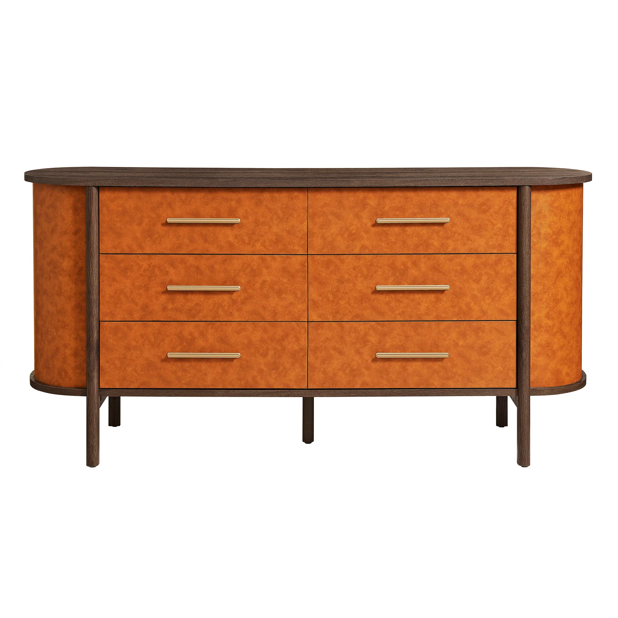 Coralie Curved 6-Drawer Vegan Leather Oval Dresser by Modway - Image 3