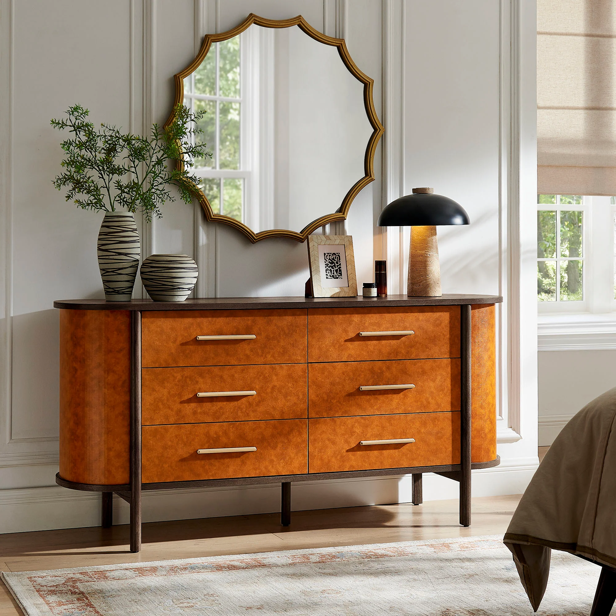 Coralie Curved 6-Drawer Vegan Leather Oval Dresser by Modway - Image 8