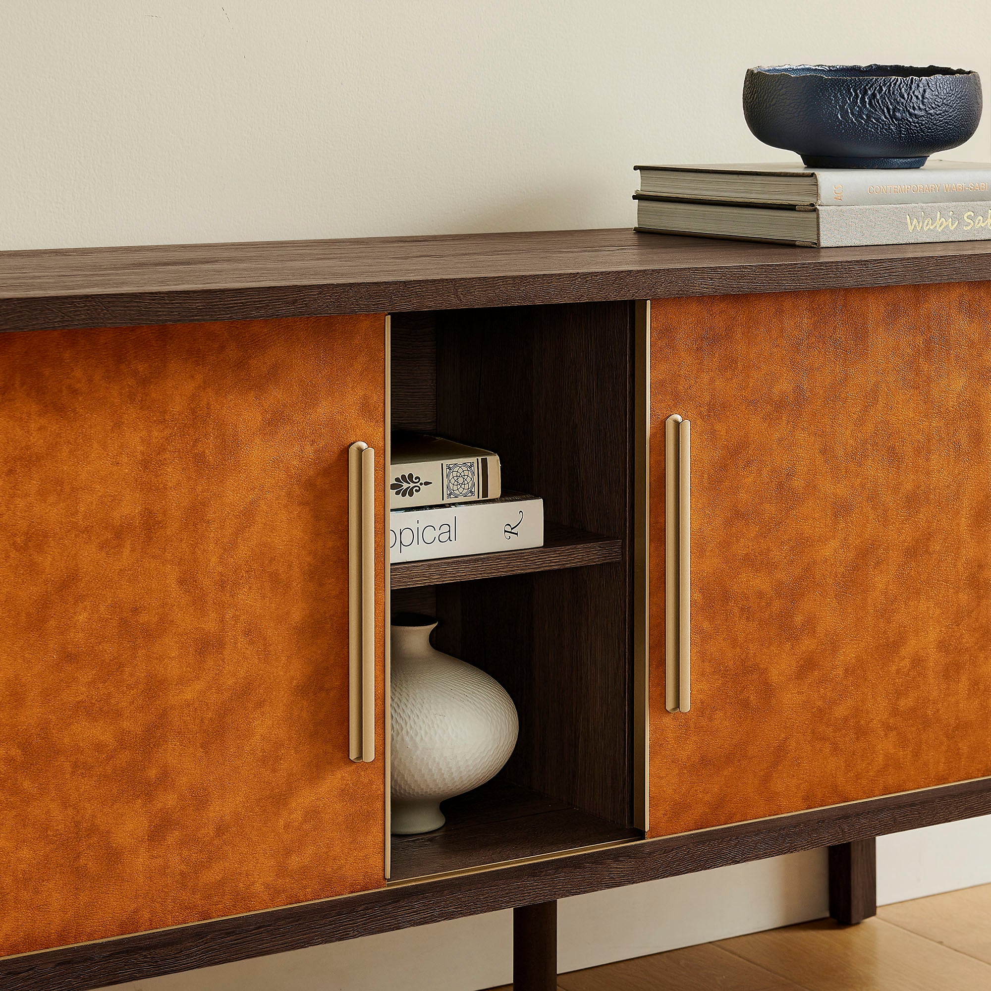 Coralie Curved 71" Vegan Leather Oval TV Stand by Modway - Image 8