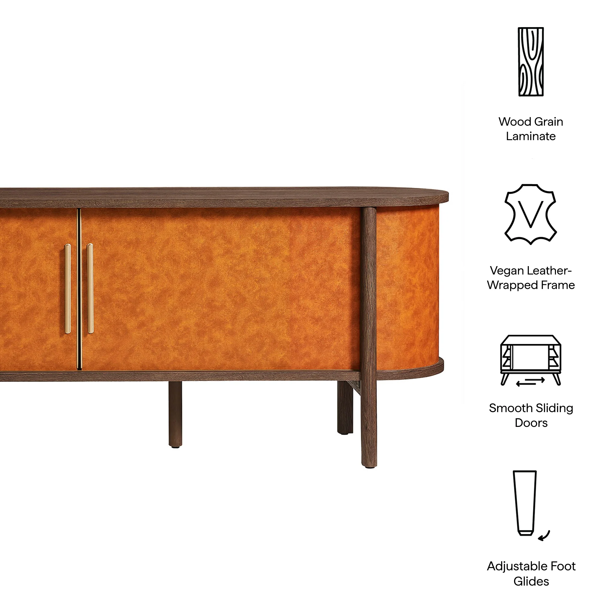 Coralie Curved 71" Vegan Leather Oval TV Stand by Modway - Image 9