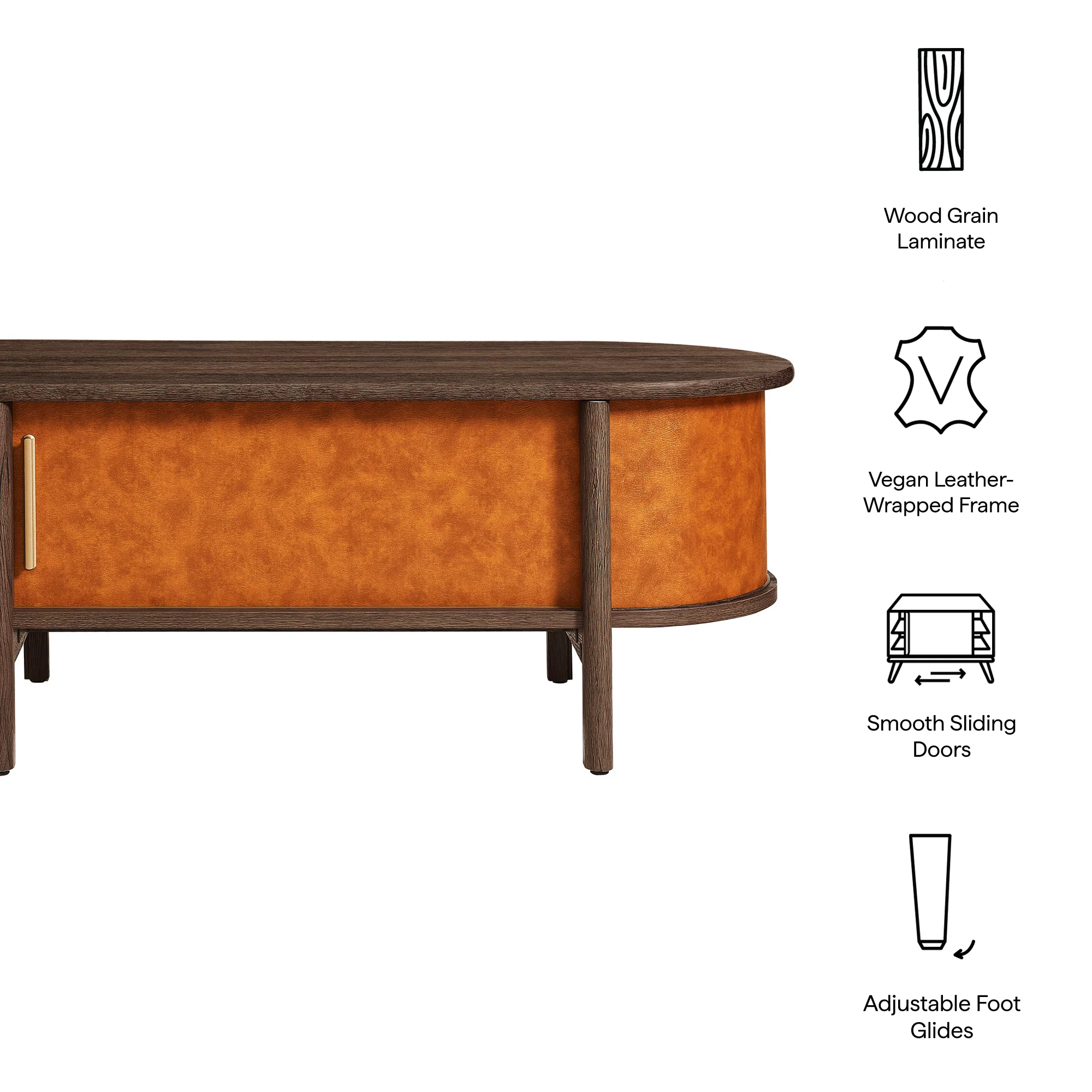 Coralie Curved Vegan Leather Oval Coffee Table by Modway - Image 10