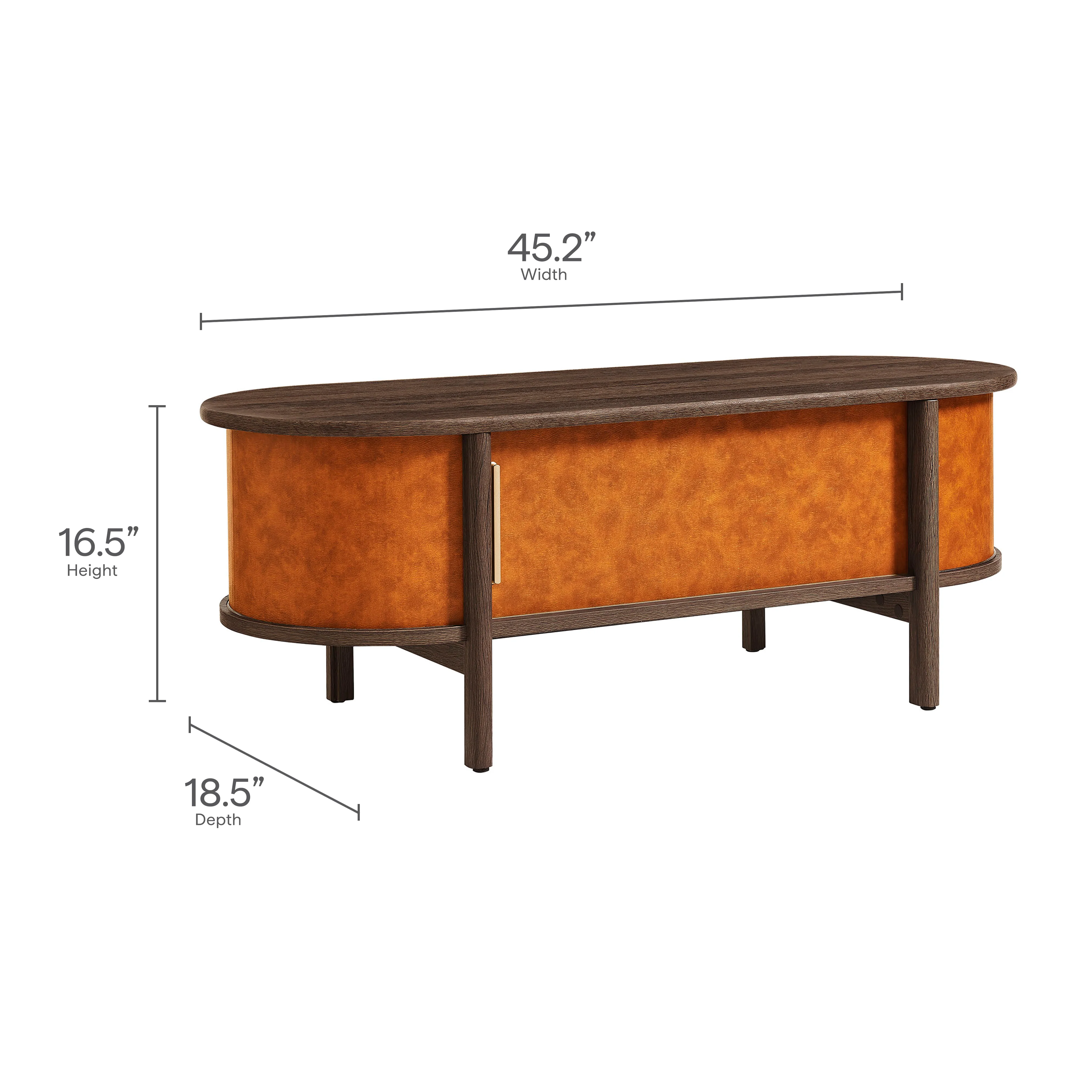 Coralie Curved Vegan Leather Oval Coffee Table by Modway - Image 11