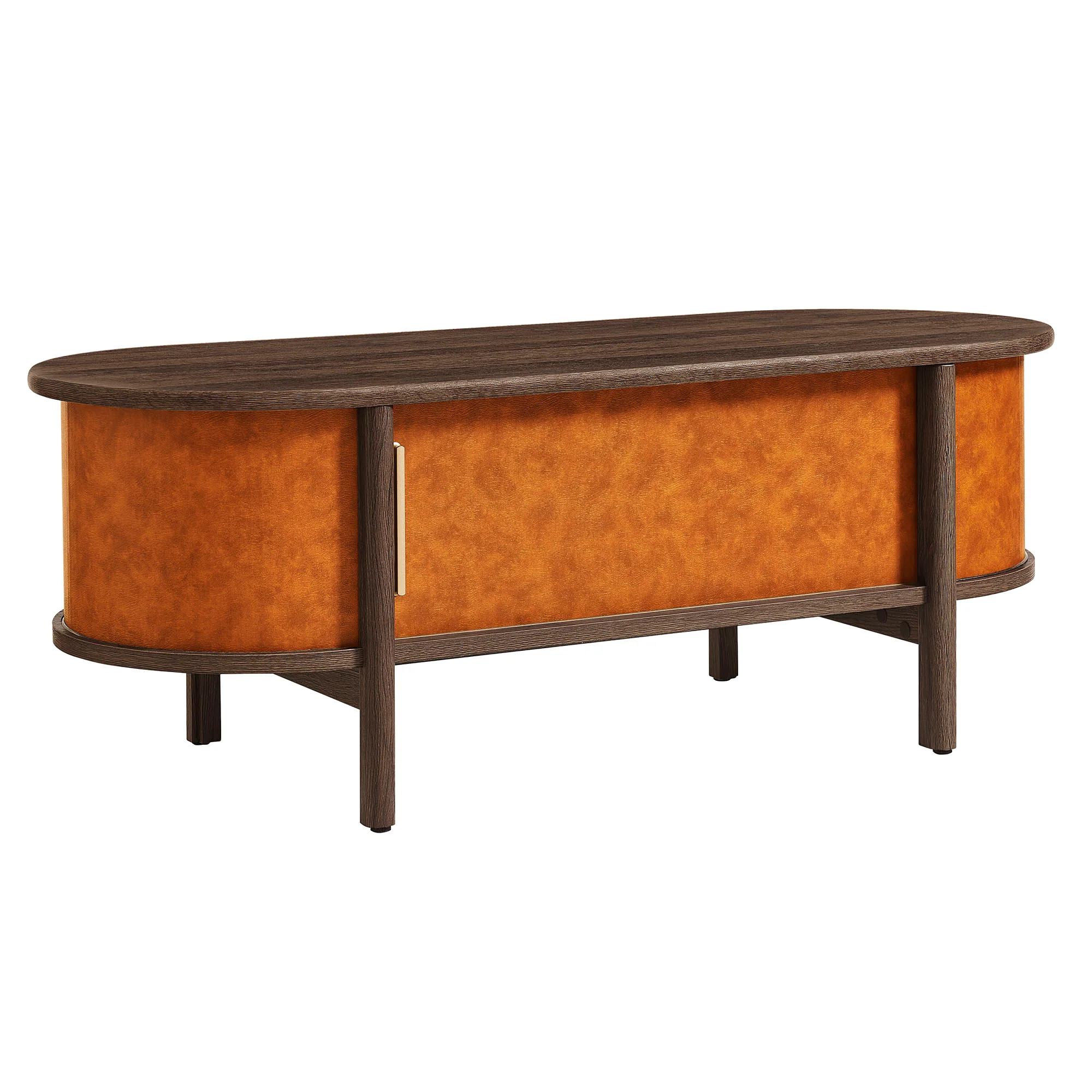 Coralie Curved Vegan Leather Oval Coffee Table by Modway - Image 2