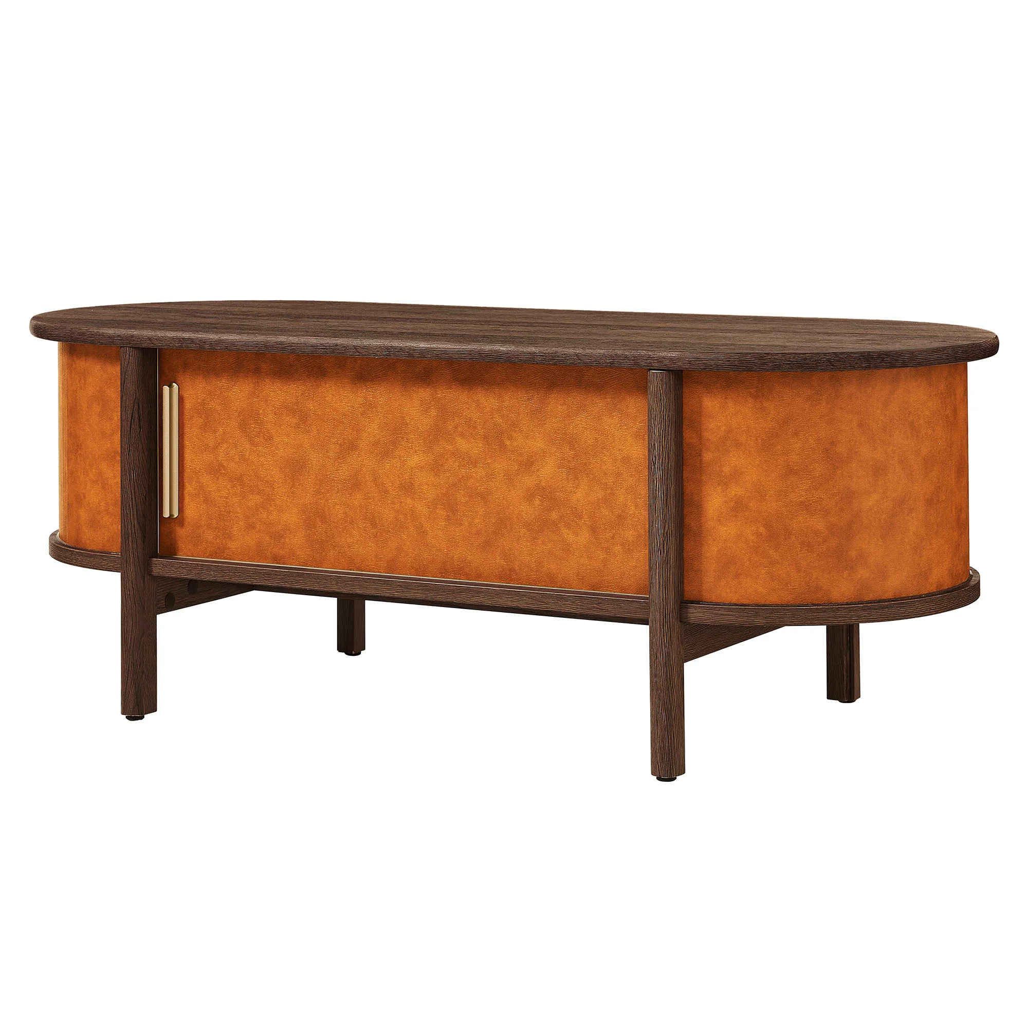 Coralie Curved Vegan Leather Oval Coffee Table by Modway - Image 4