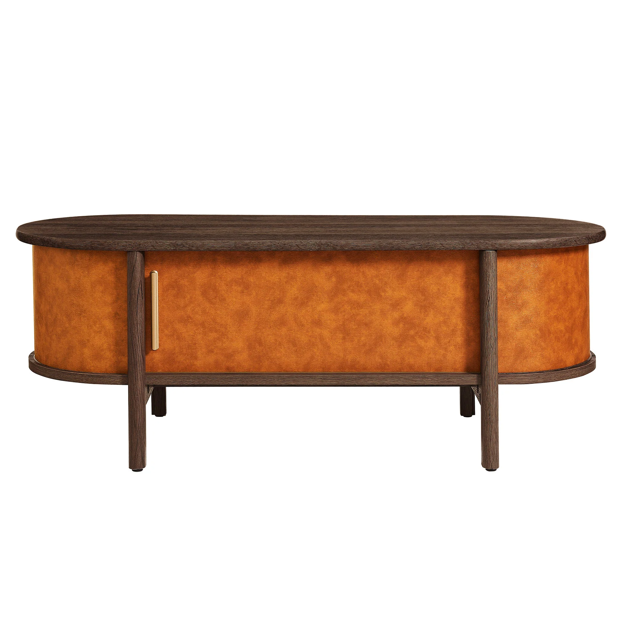 Coralie Curved Vegan Leather Oval Coffee Table by Modway - Image 5