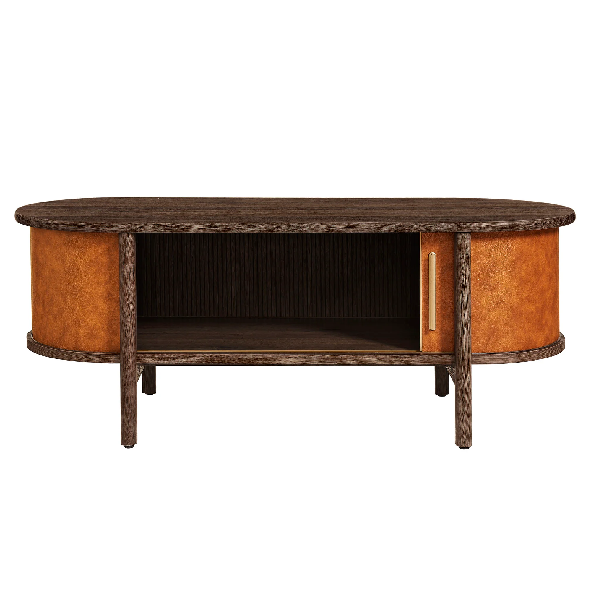 Coralie Curved Vegan Leather Oval Coffee Table by Modway - Image 6