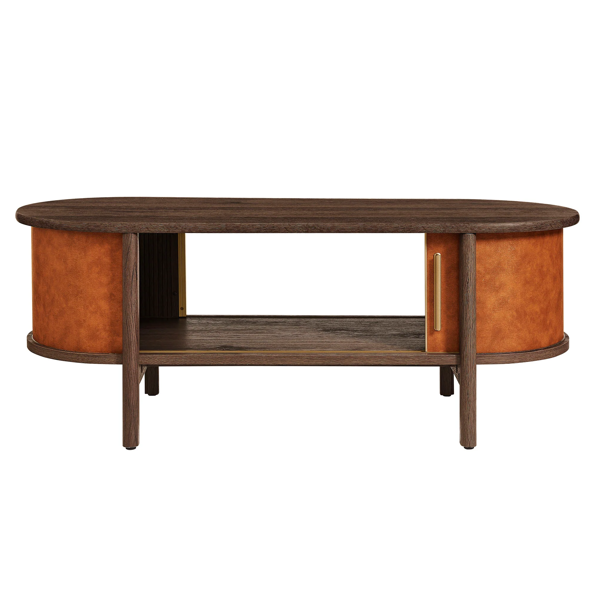Coralie Curved Vegan Leather Oval Coffee Table by Modway - Image 7