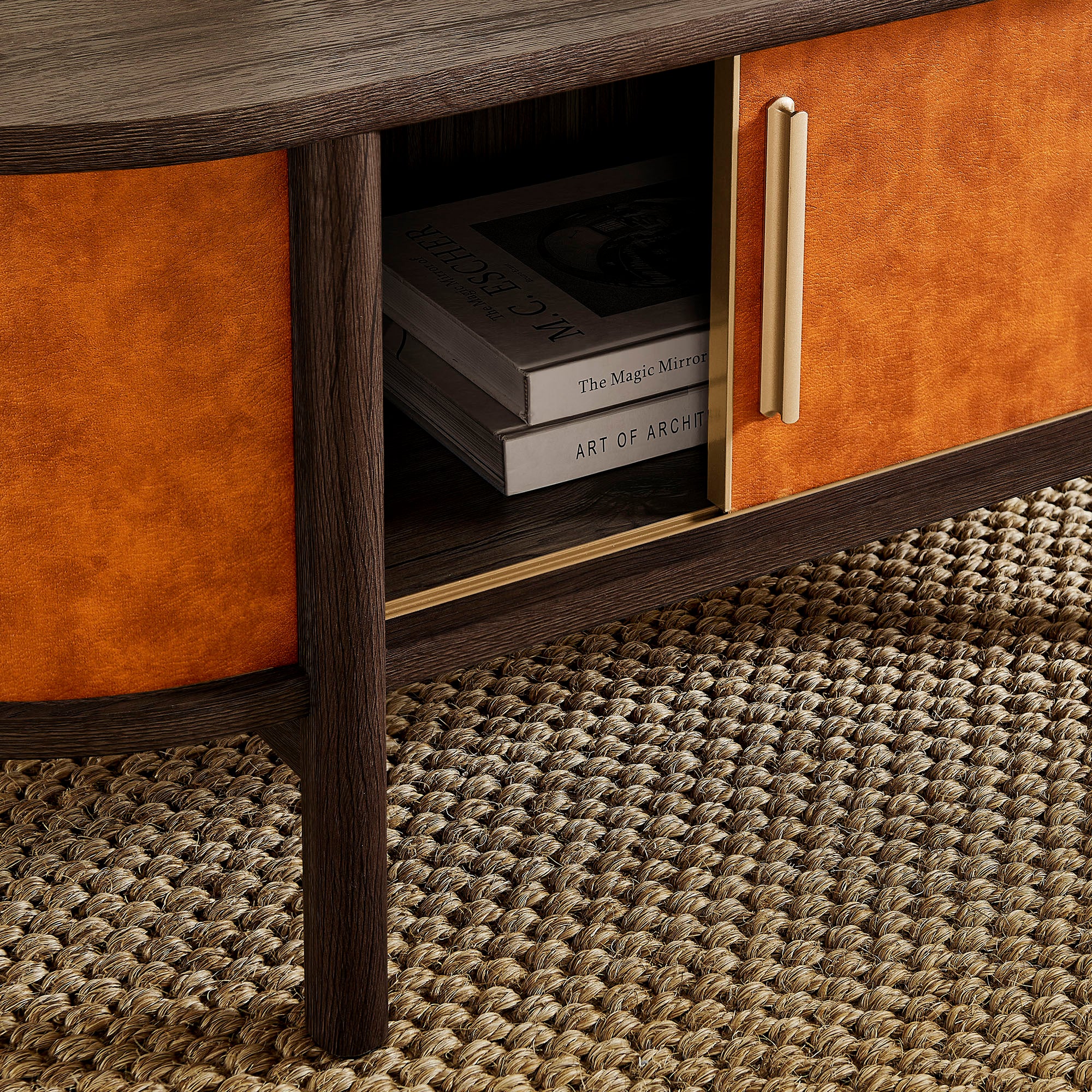 Coralie Curved Vegan Leather Oval Coffee Table by Modway - Image 9