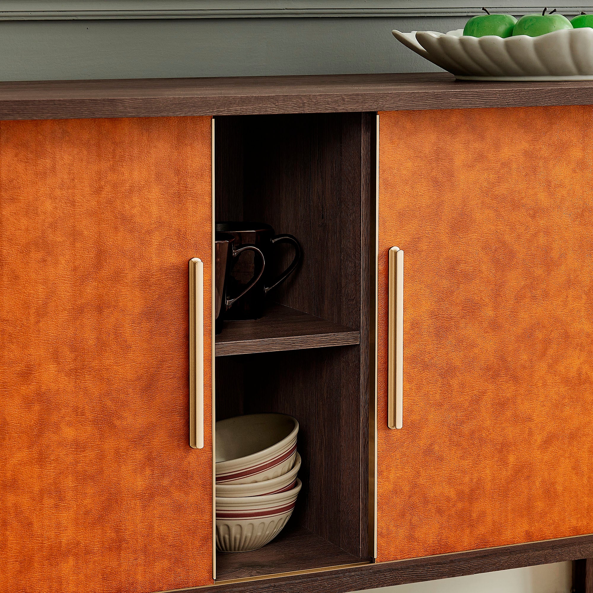 Coralie Curved Vegan Leather Oval Sideboard by Modway - Image 8