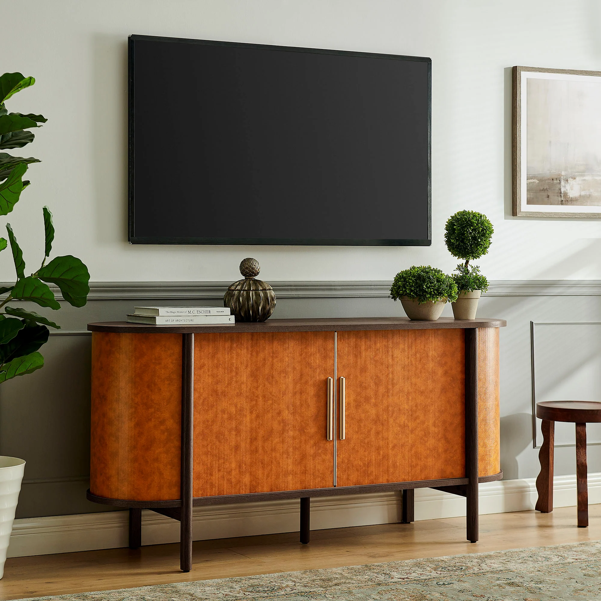 Coralie Curved Vegan Leather Oval Sideboard by Modway - Image 9