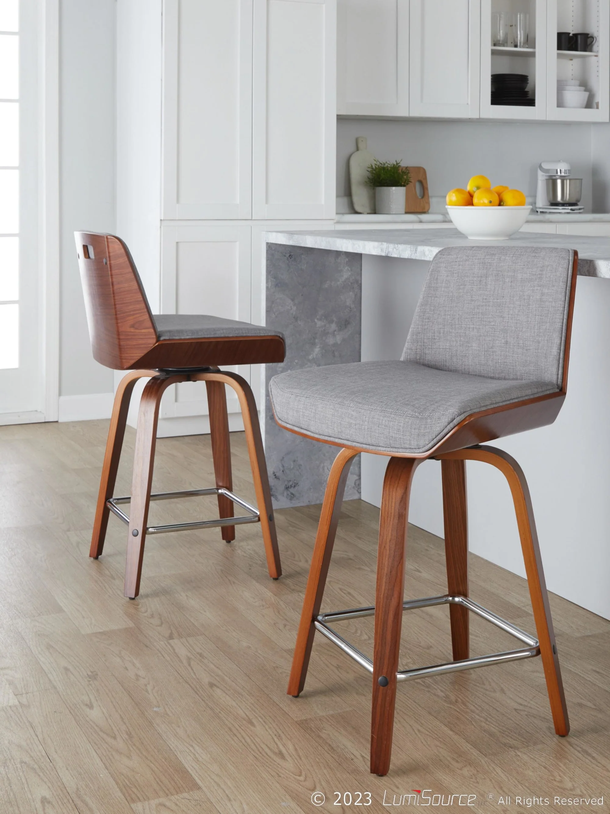 Corazza 24" Fixed-Height Counter Stool - Set of 2 By LumiSource - B24-CRZZFB-GRTZS2 WLWLCHAR2 - Image 11