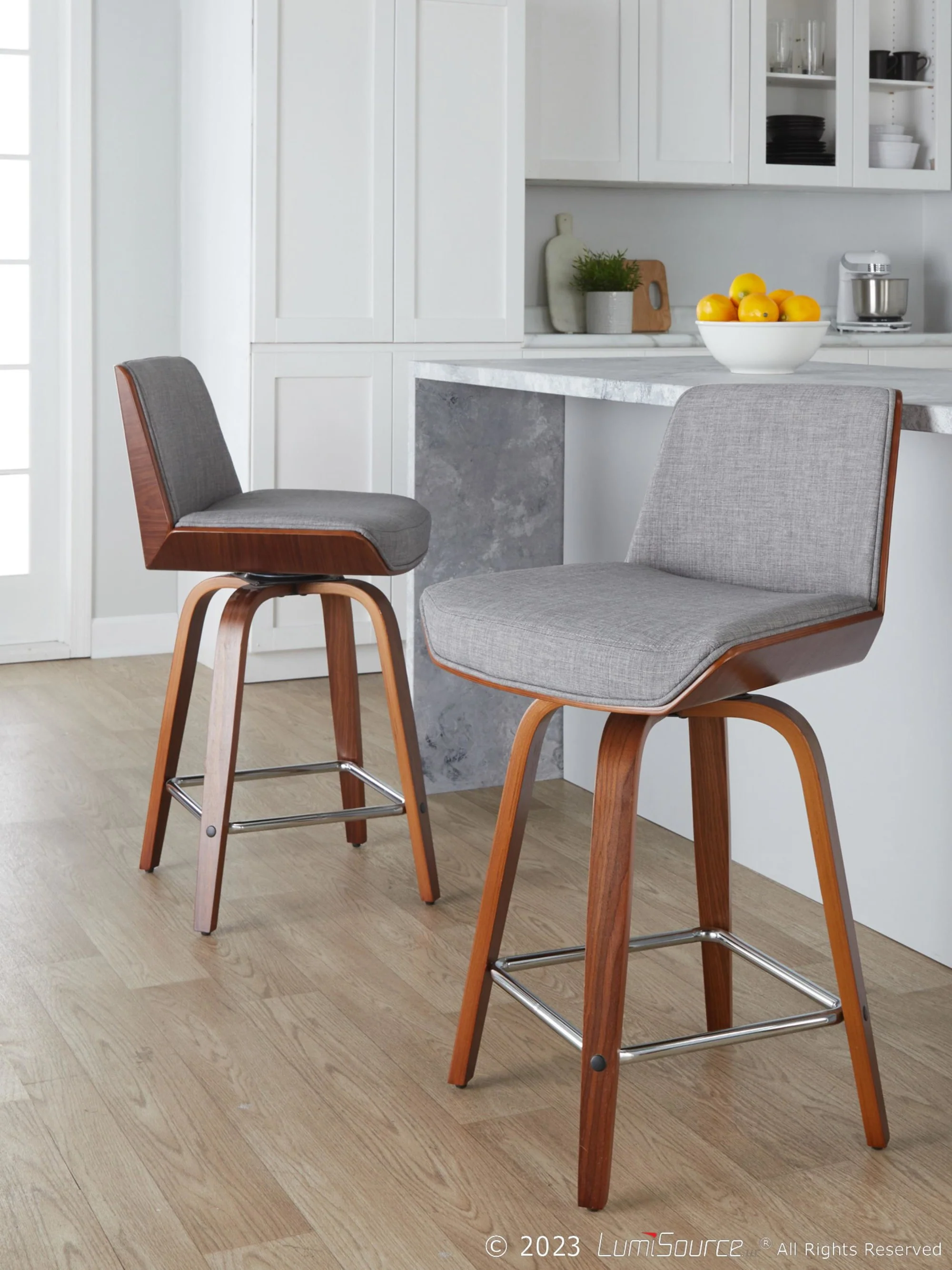 Corazza 24" Fixed-Height Counter Stool - Set of 2 By LumiSource - B24-CRZZFB-GRTZS2 WLWLCHAR2 - Image 12