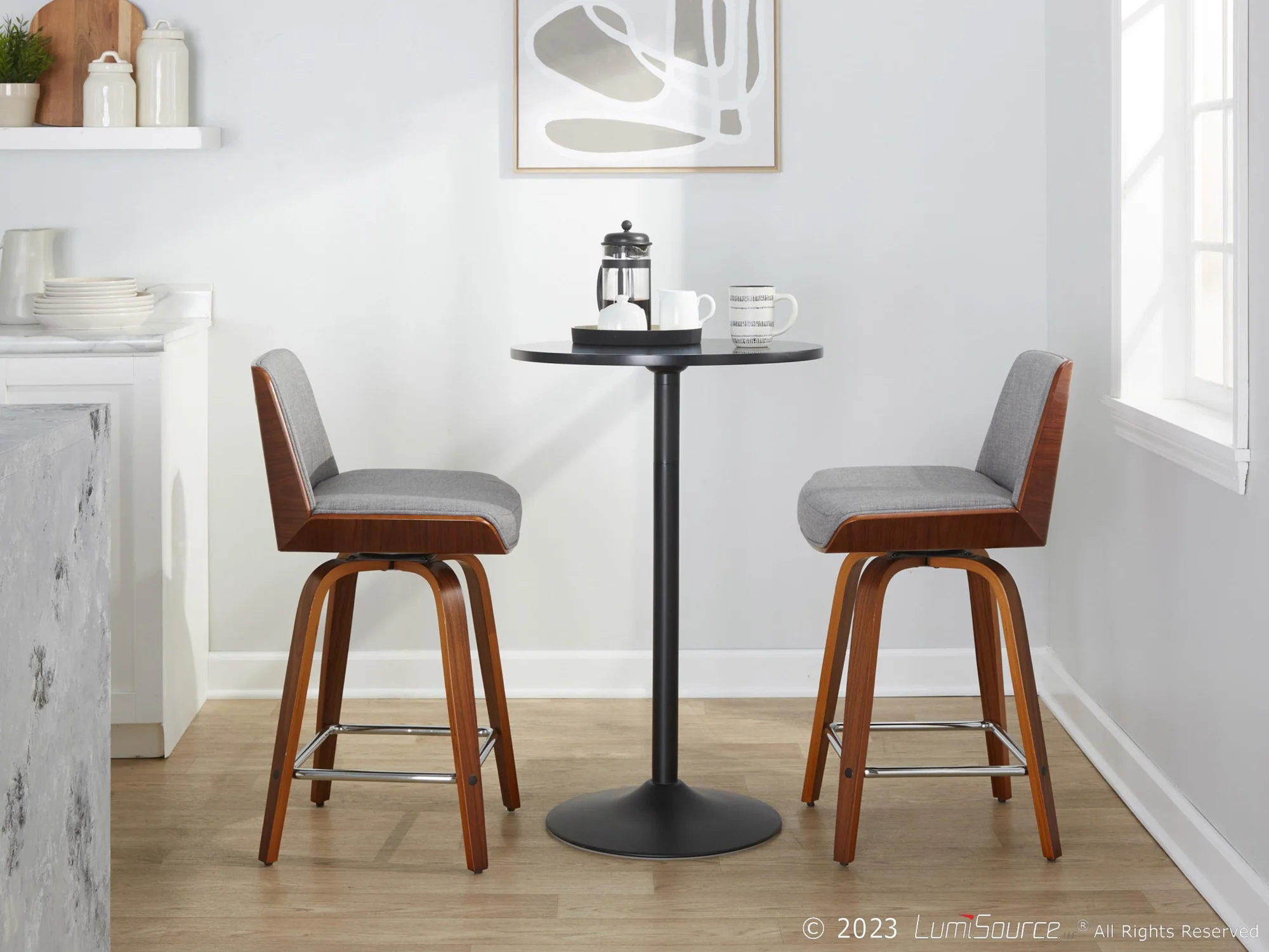 Corazza 24" Fixed-Height Counter Stool - Set of 2 By LumiSource - B24-CRZZFB-GRTZS2 WLWLCHAR2 - Image 13