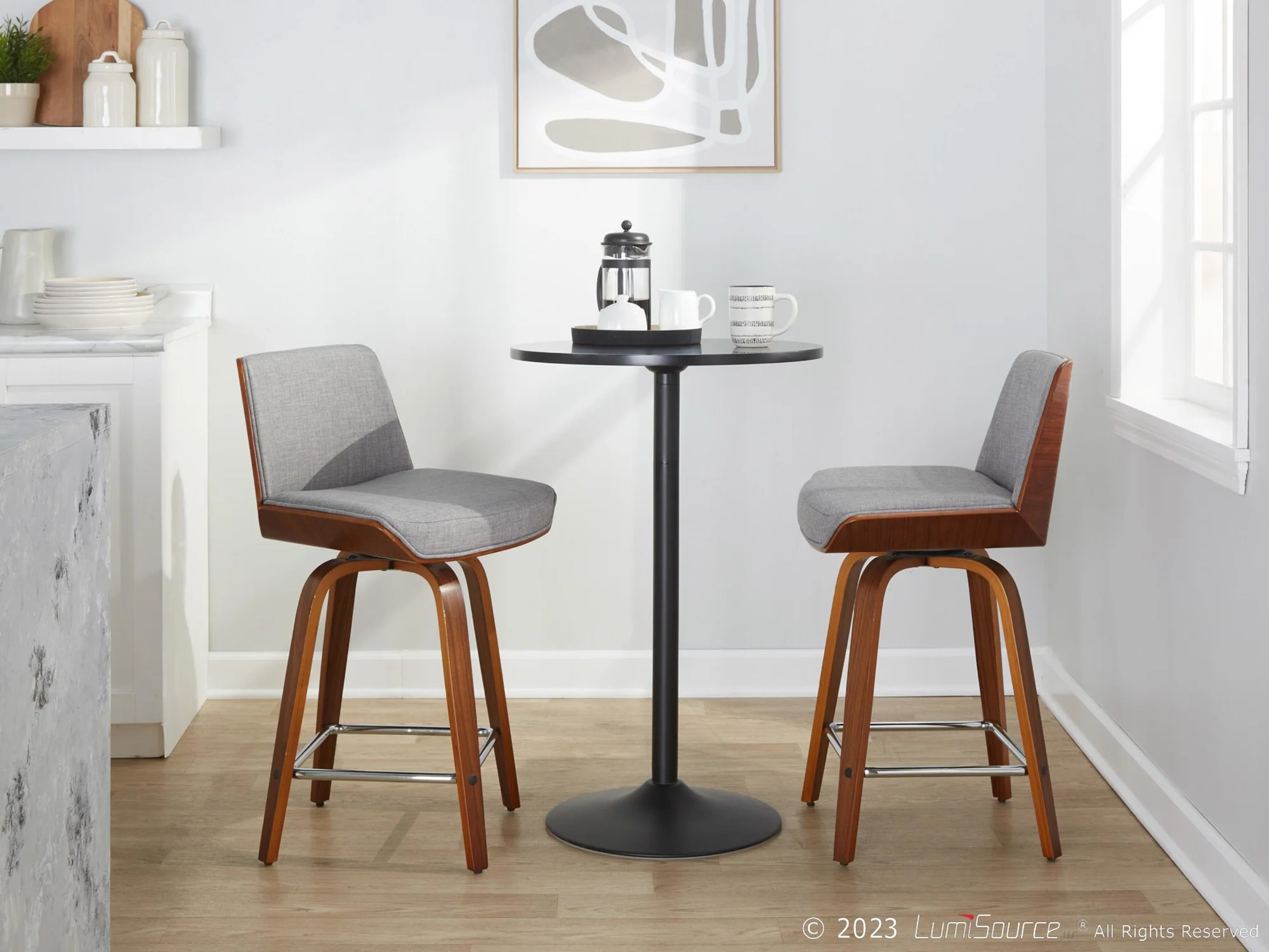Corazza 24" Fixed-Height Counter Stool - Set of 2 By LumiSource - B24-CRZZFB-GRTZS2 WLWLCHAR2 - Image 14