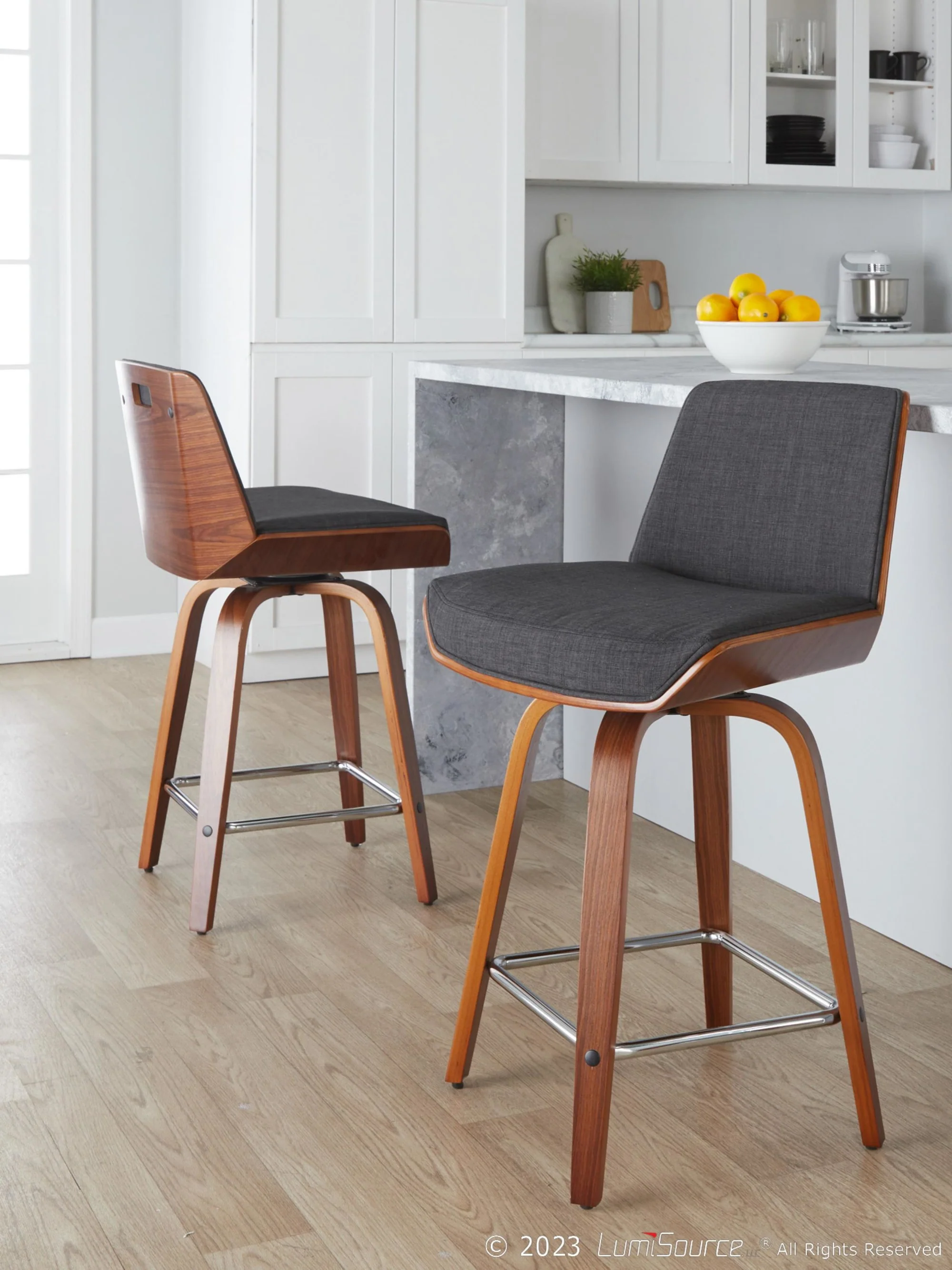 Corazza 24" Fixed-Height Counter Stool - Set of 2 By LumiSource - B24-CRZZFB-GRTZS2 WLWLCHAR2 - Image 2