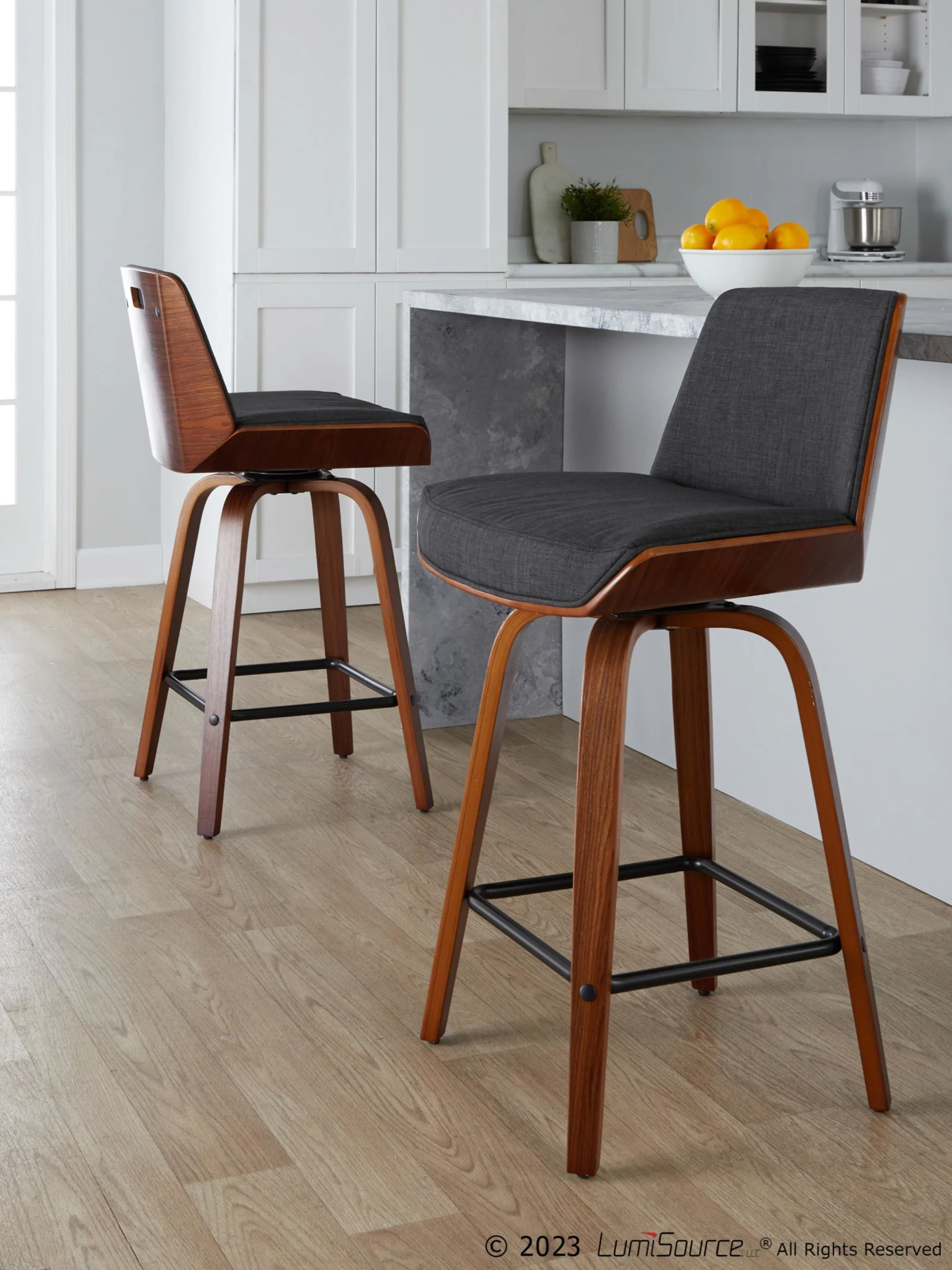Corazza 24" Fixed-Height Counter Stool - Set of 2 By LumiSource - B24-CRZZFB-GRTZS2 WLWLCHAR2 - Image 21