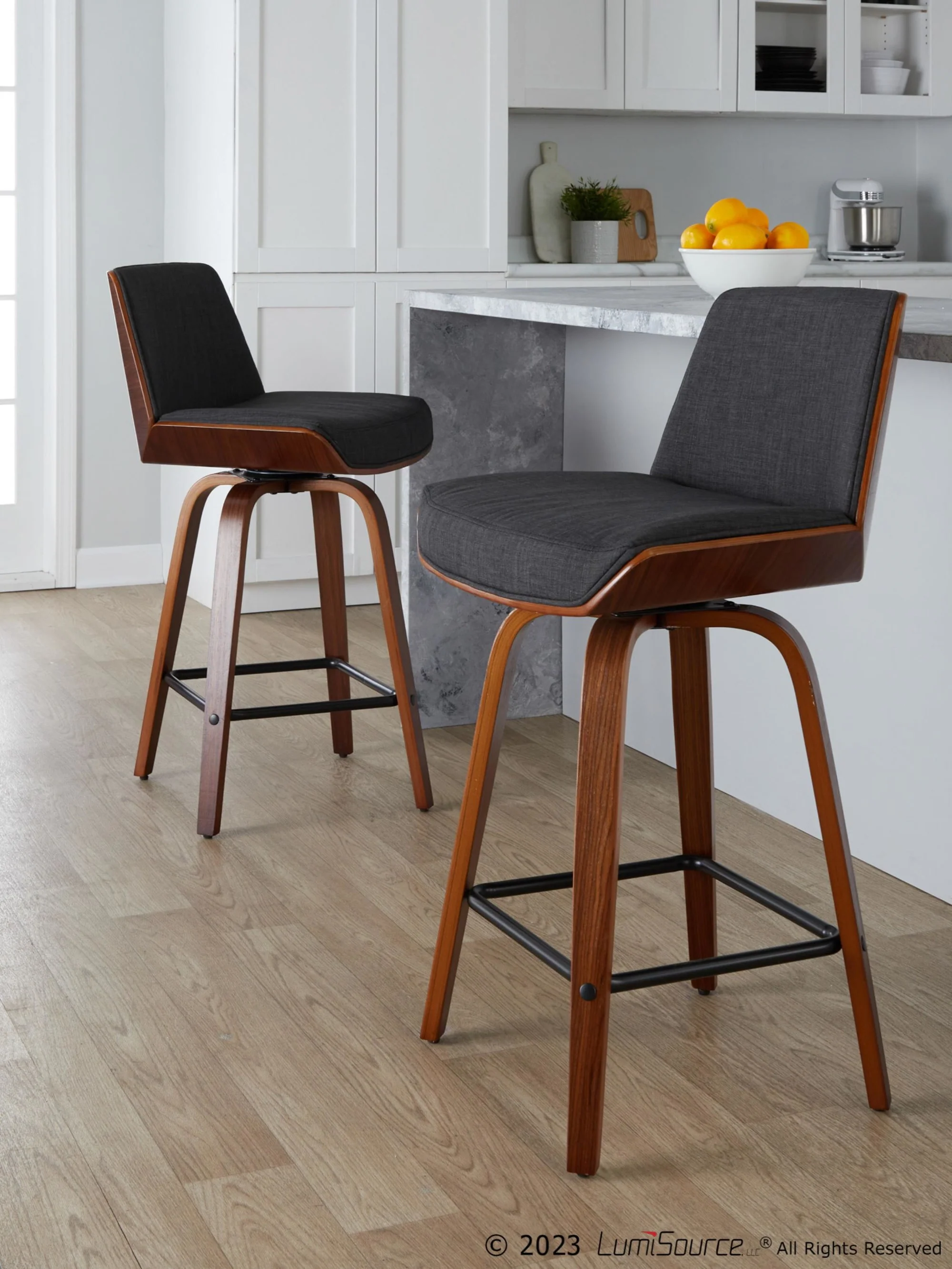 Corazza 24" Fixed-Height Counter Stool - Set of 2 By LumiSource - B24-CRZZFB-GRTZS2 WLWLCHAR2 - Image 22