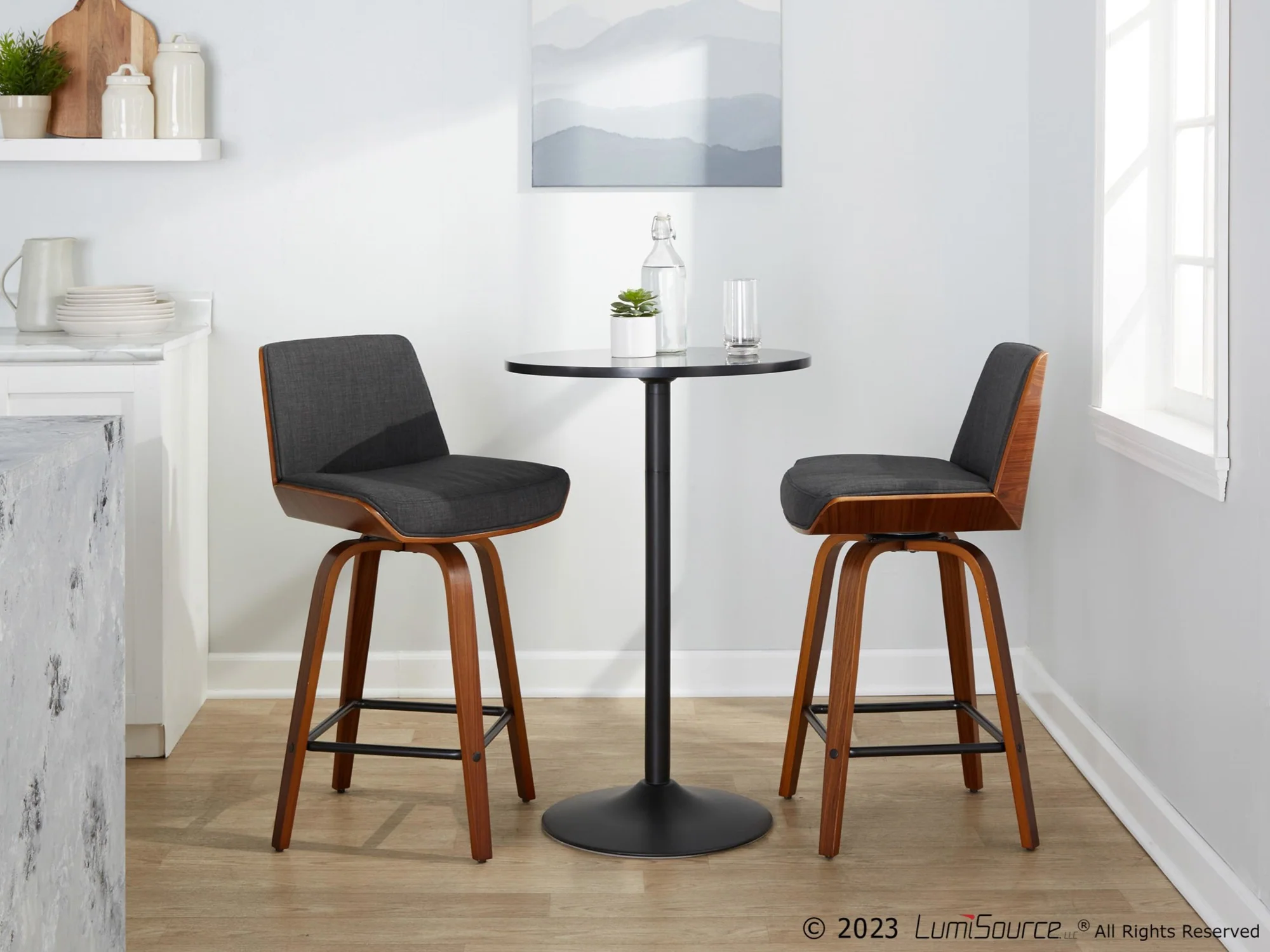 Corazza 24" Fixed-Height Counter Stool - Set of 2 By LumiSource - B24-CRZZFB-GRTZS2 WLWLCHAR2 - Image 23