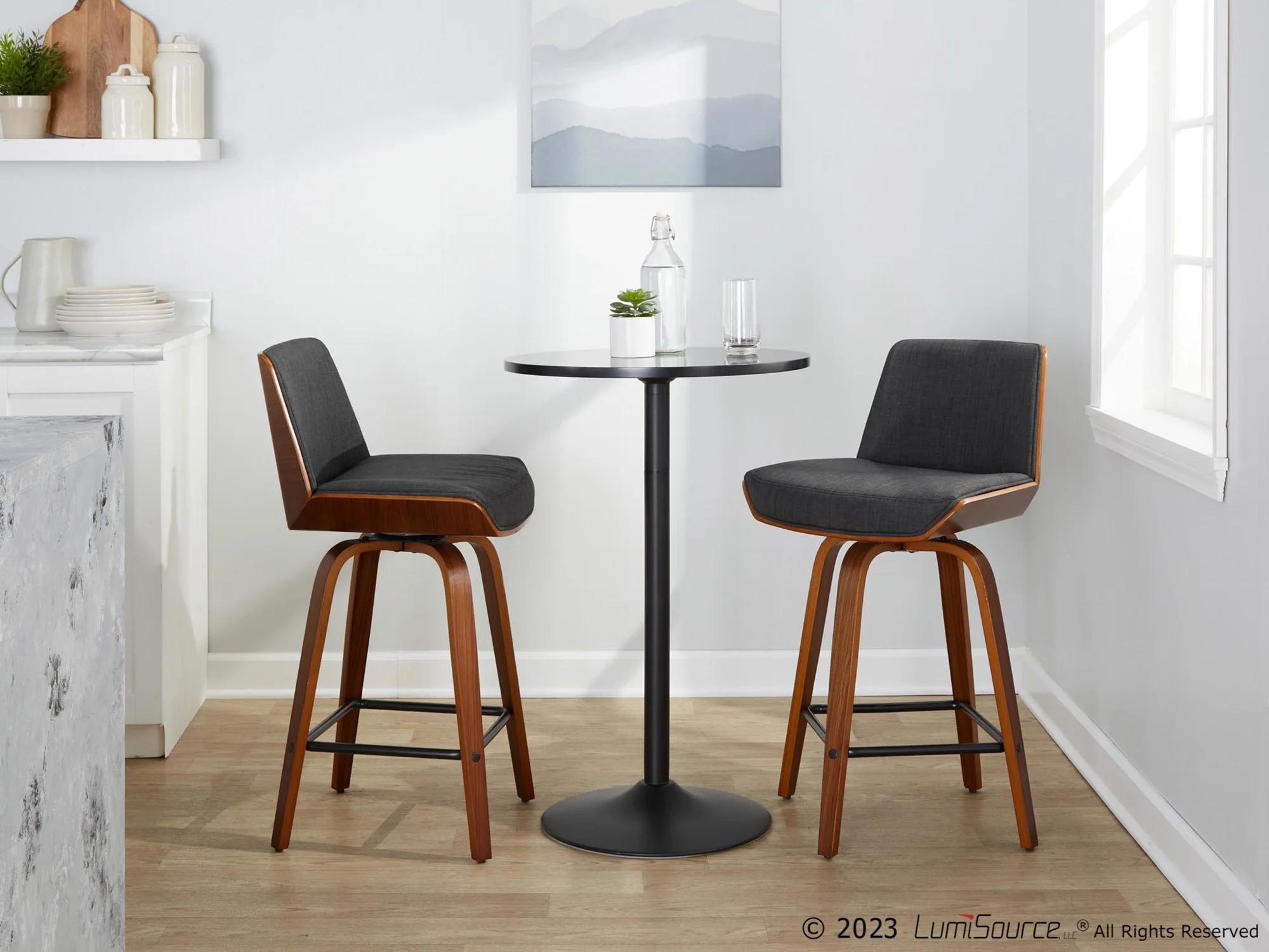 Corazza 24" Fixed-Height Counter Stool - Set of 2 By LumiSource - B24-CRZZFB-GRTZS2 WLWLCHAR2 - Image 24