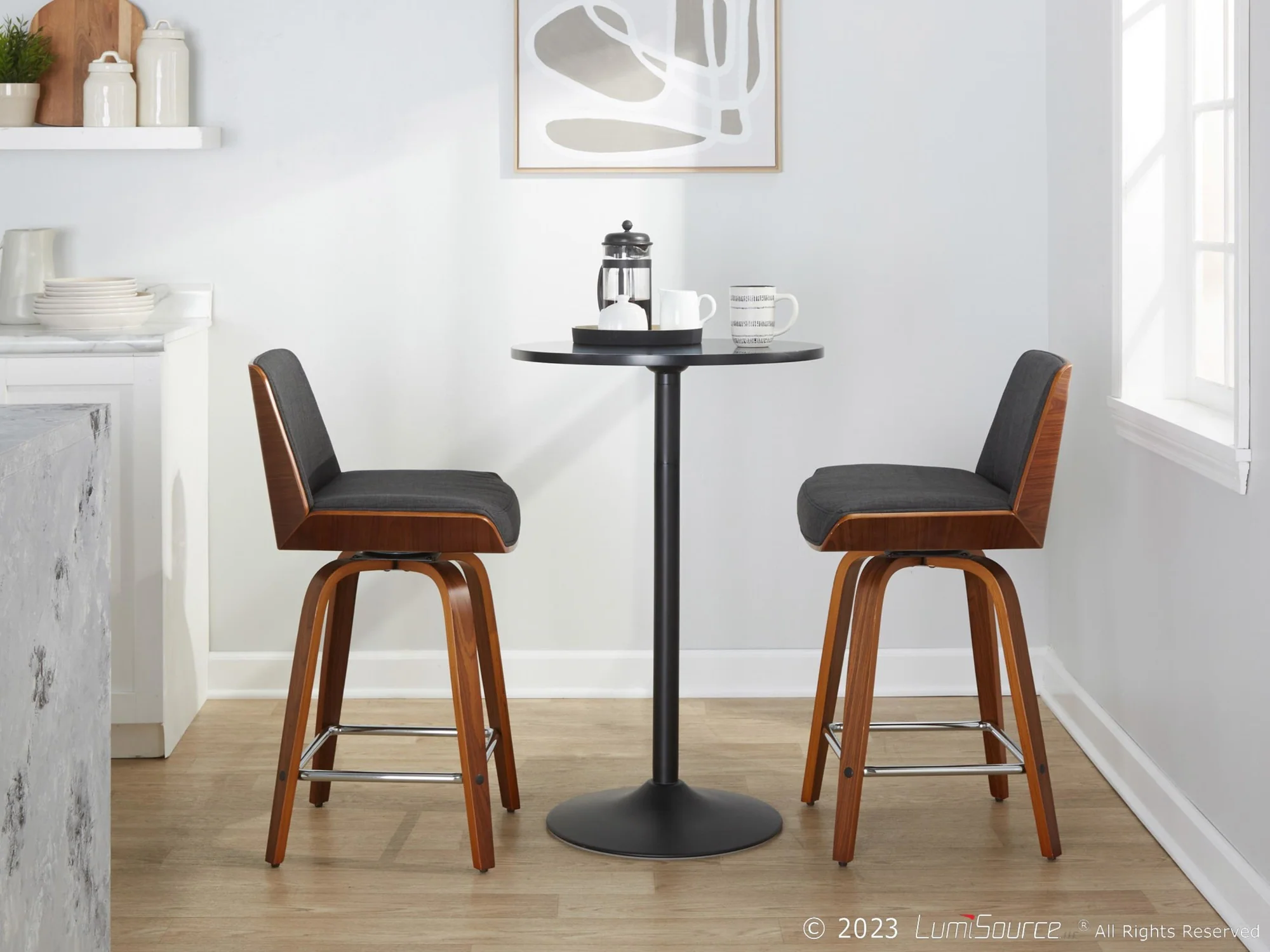 Corazza 24" Fixed-Height Counter Stool - Set of 2 By LumiSource - B24-CRZZFB-GRTZS2 WLWLCHAR2 - Image 3