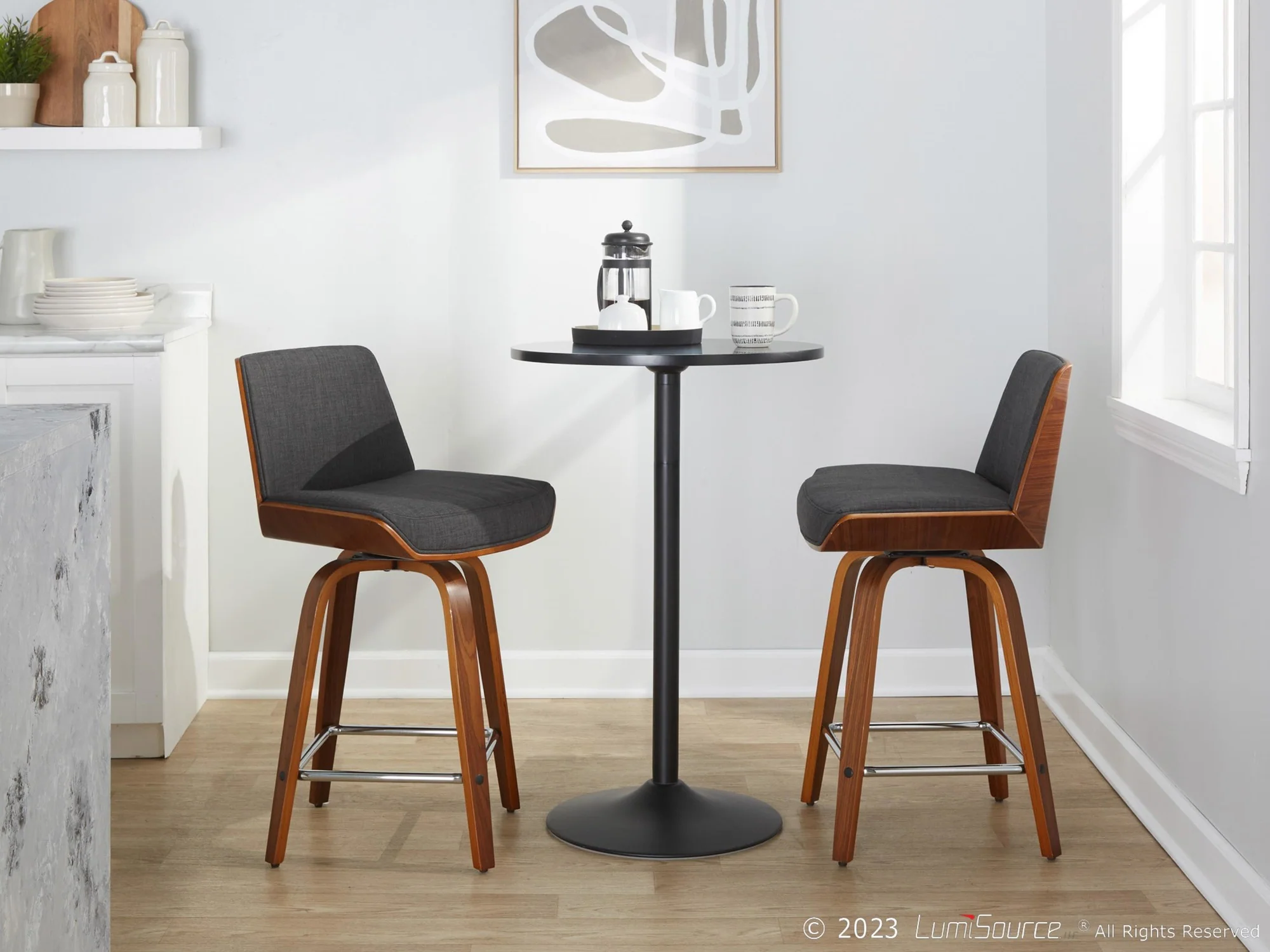 Corazza 24" Fixed-Height Counter Stool - Set of 2 By LumiSource - B24-CRZZFB-GRTZS2 WLWLCHAR2 - Image 4