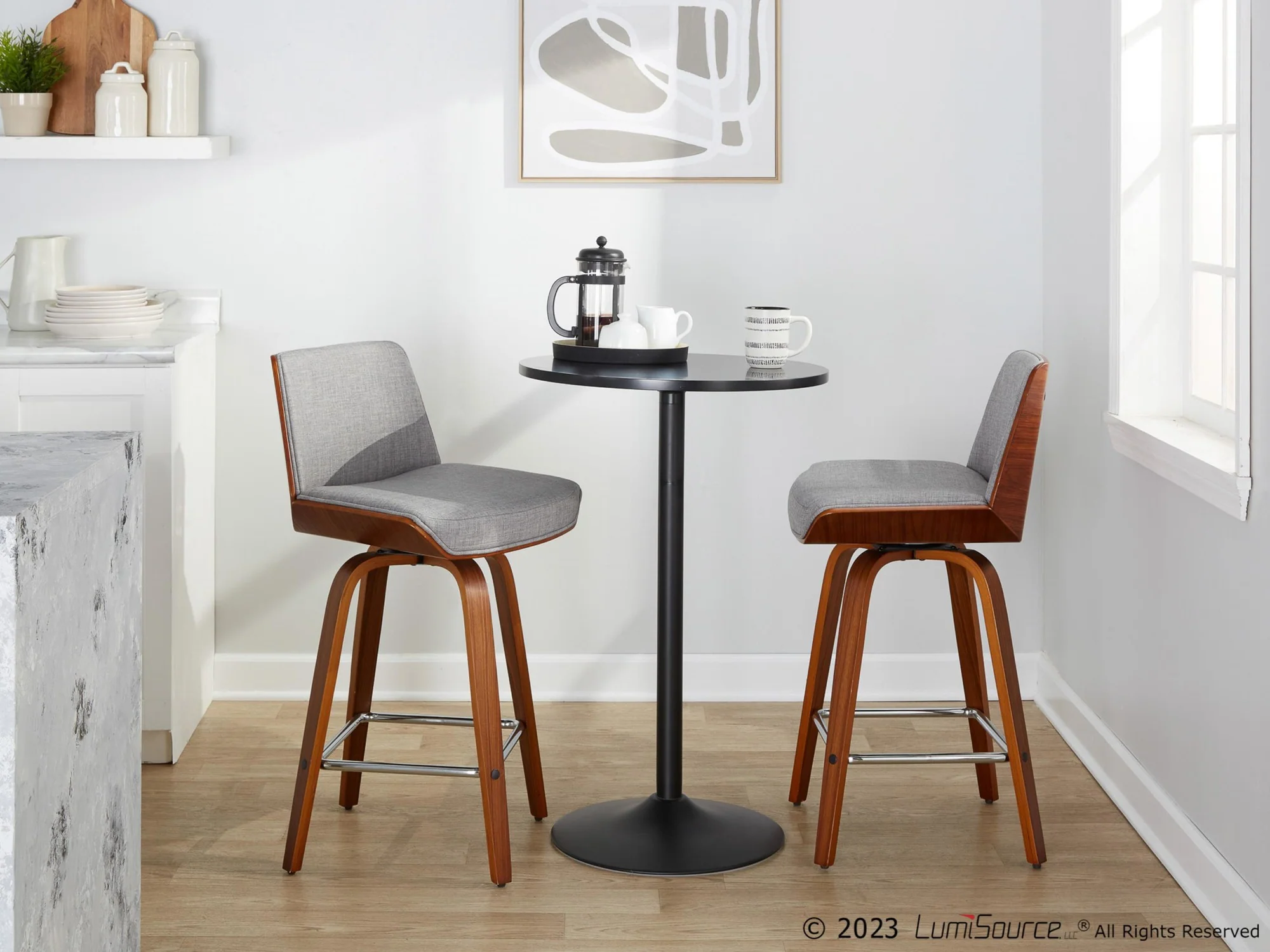 Corazza 26" Fixed-Height Counter Stool - Set of 2 By LumiSource - B26-CRZZFB-GRTZS2 WLWLCHAR2 - Image 13