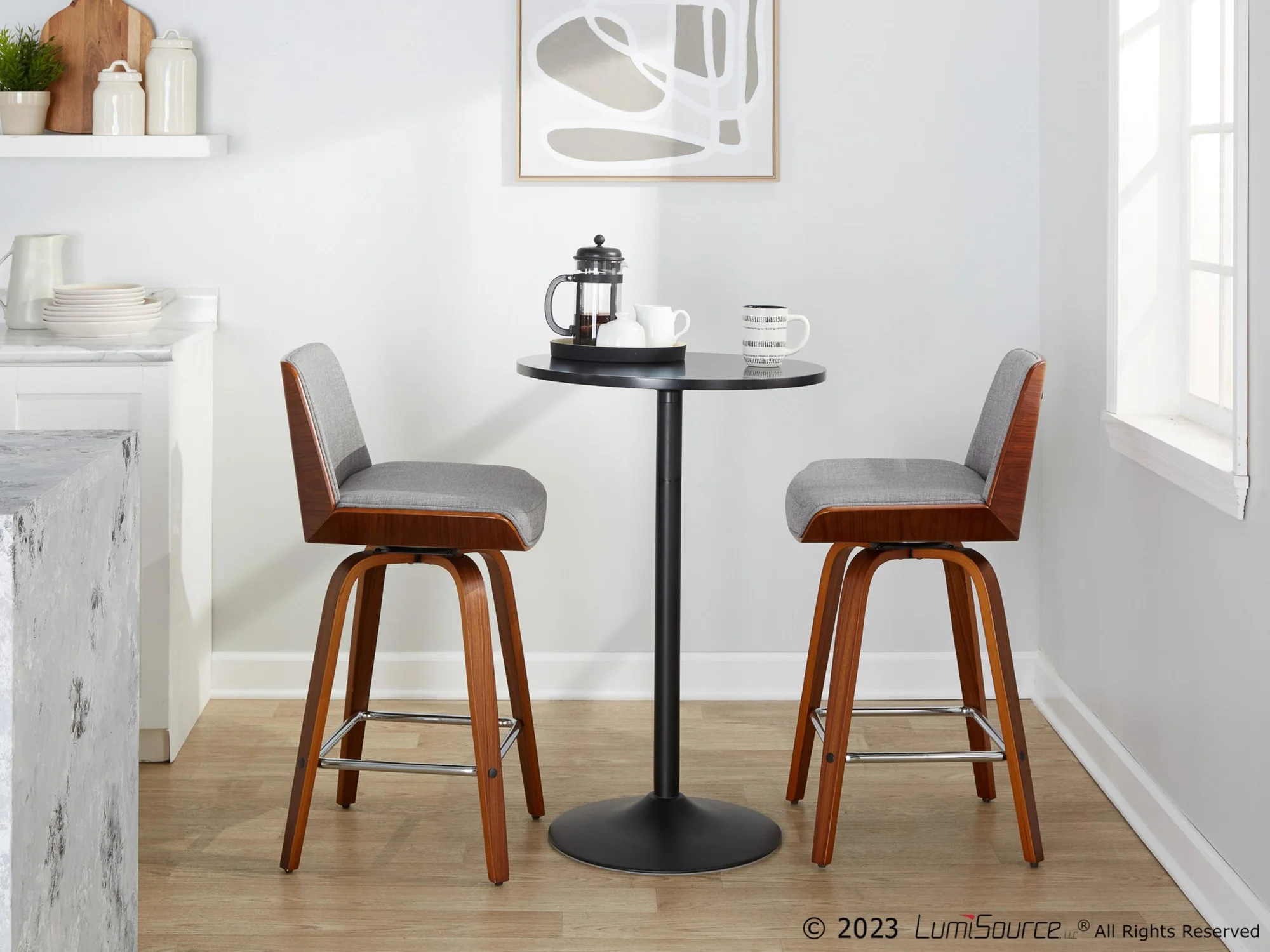 Corazza 26" Fixed-Height Counter Stool - Set of 2 By LumiSource - B26-CRZZFB-GRTZS2 WLWLCHAR2 - Image 14