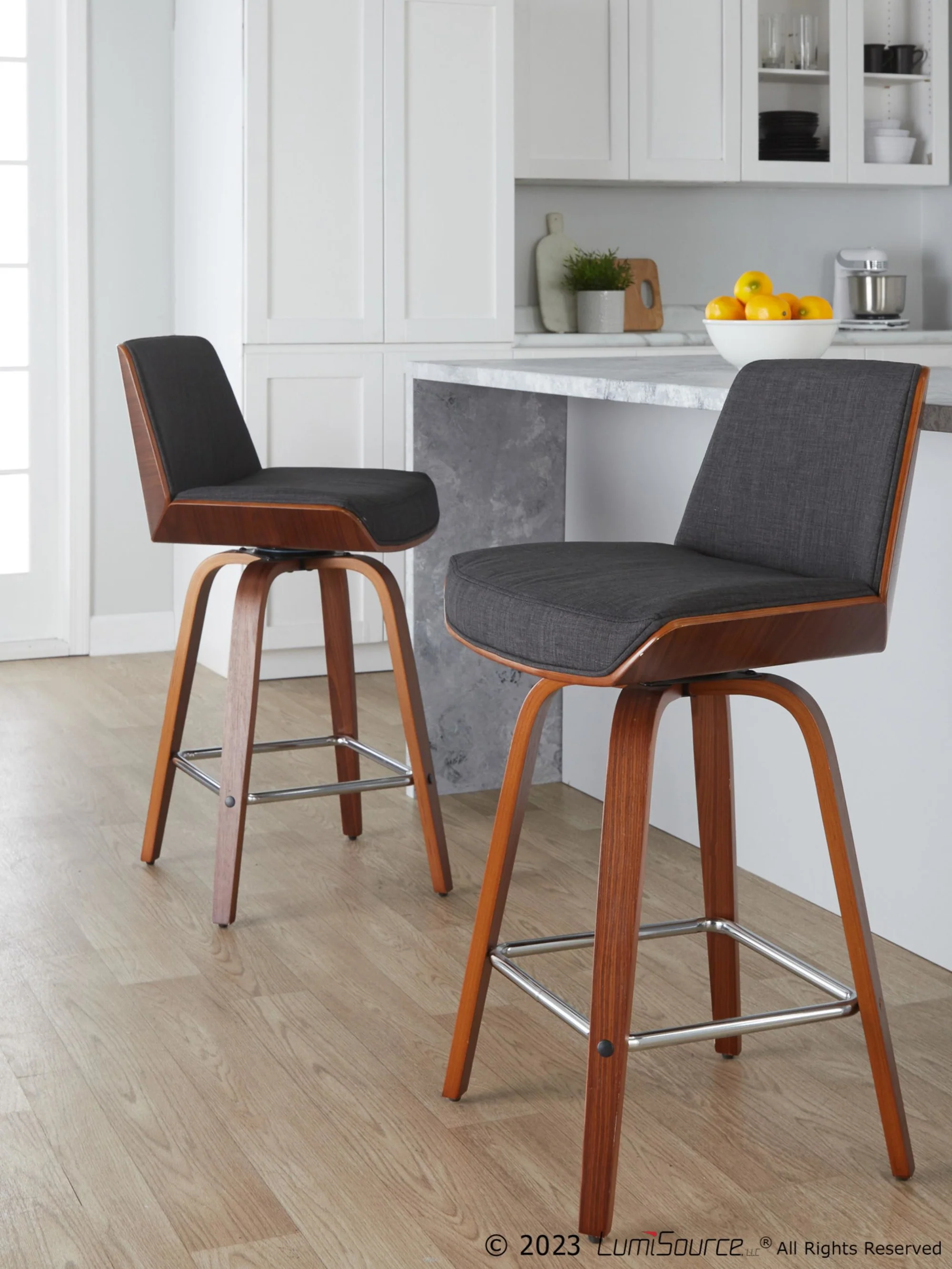 Corazza 26" Fixed-Height Counter Stool - Set of 2 By LumiSource - B26-CRZZFB-GRTZS2 WLWLCHAR2 - Image 2