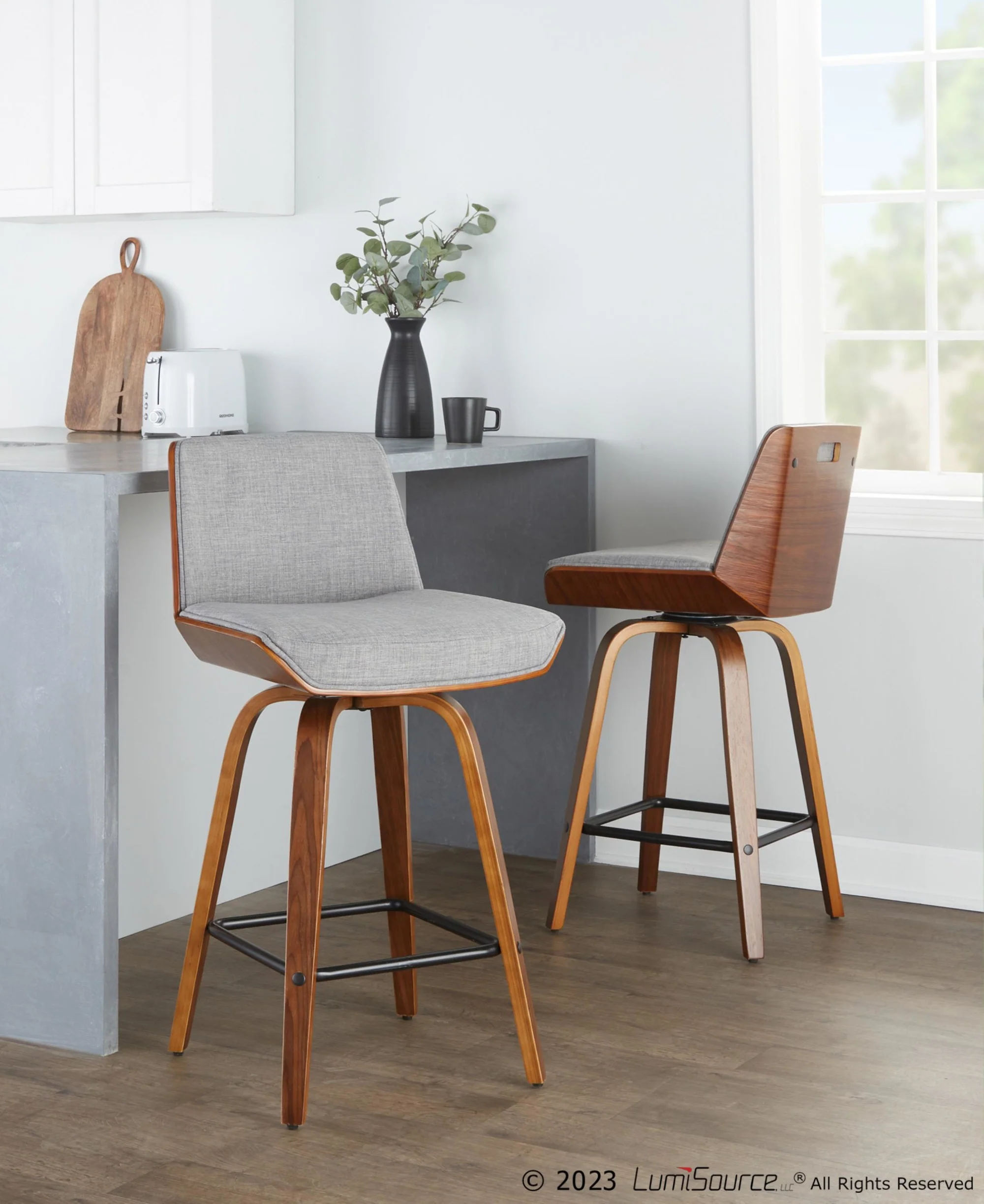 Corazza 26" Fixed-Height Counter Stool - Set of 2 By LumiSource - B26-CRZZFB-GRTZS2 WLWLCHAR2 - Image 21