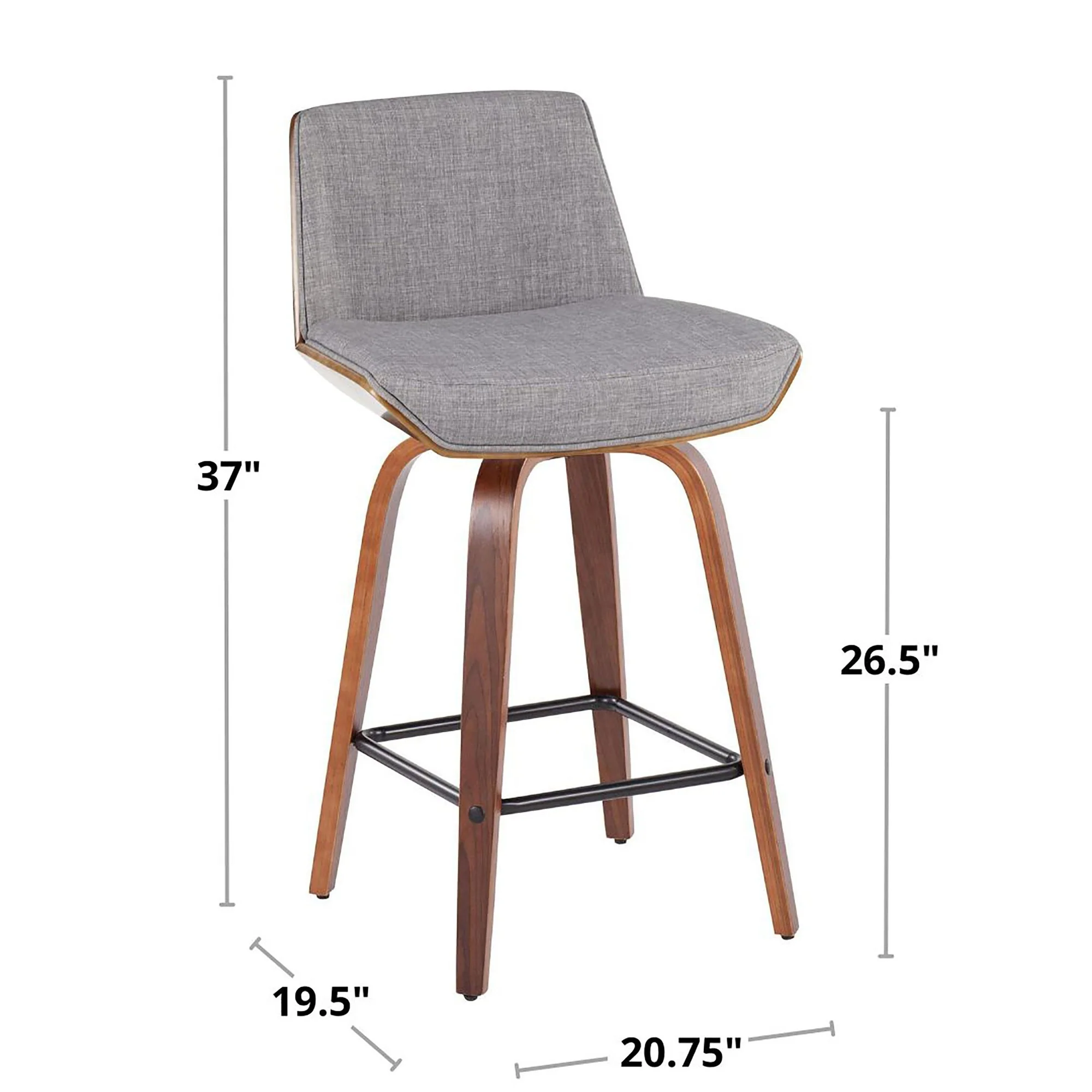 Corazza 26" Fixed-Height Counter Stool - Set of 2 By LumiSource - B26-CRZZFB-GRTZS2 WLWLCHAR2 - Image 28