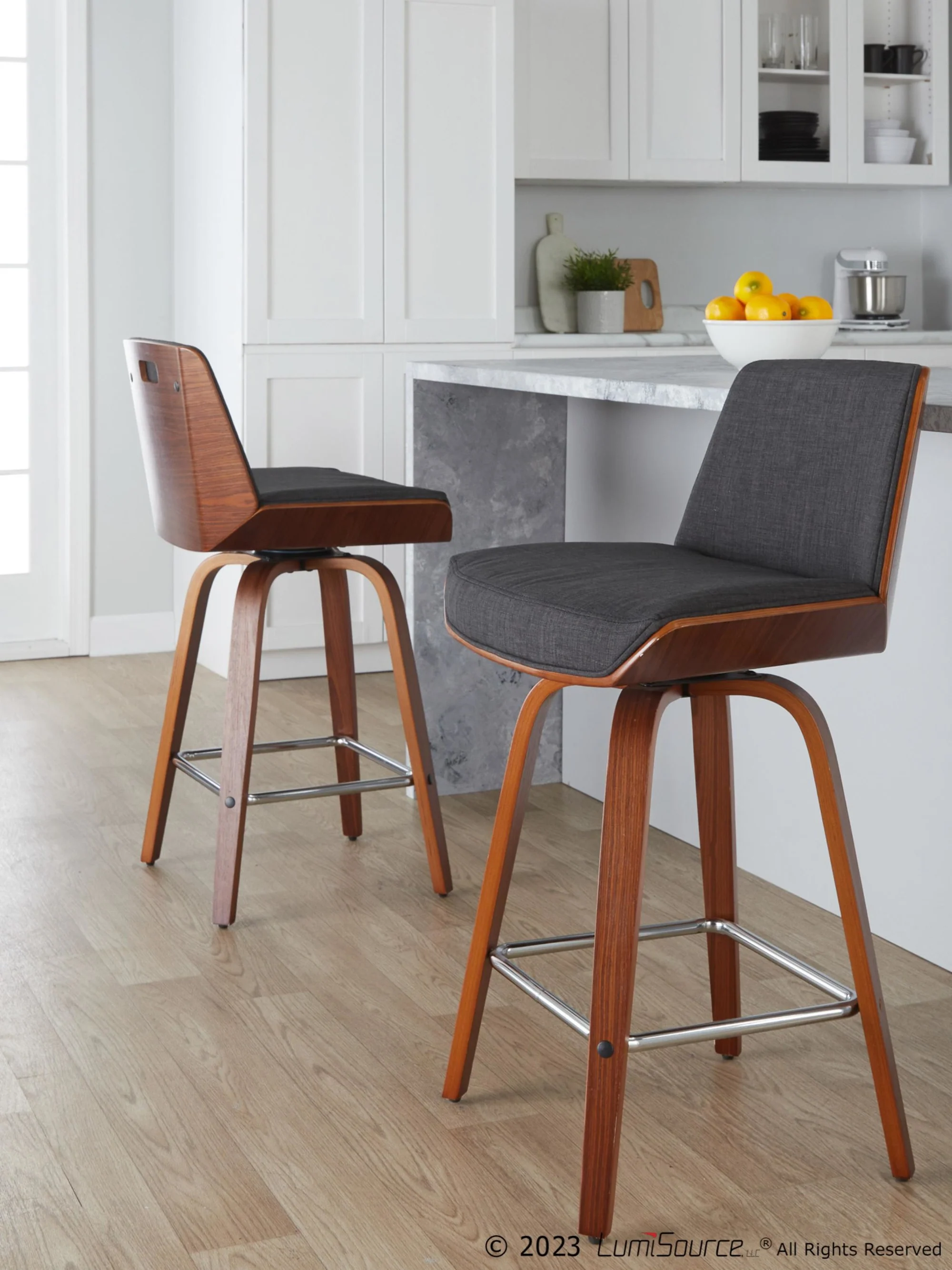 Corazza 26" Fixed-Height Counter Stool - Set of 2 By LumiSource - B26-CRZZFB-GRTZS2 WLWLCHAR2 - Image 3