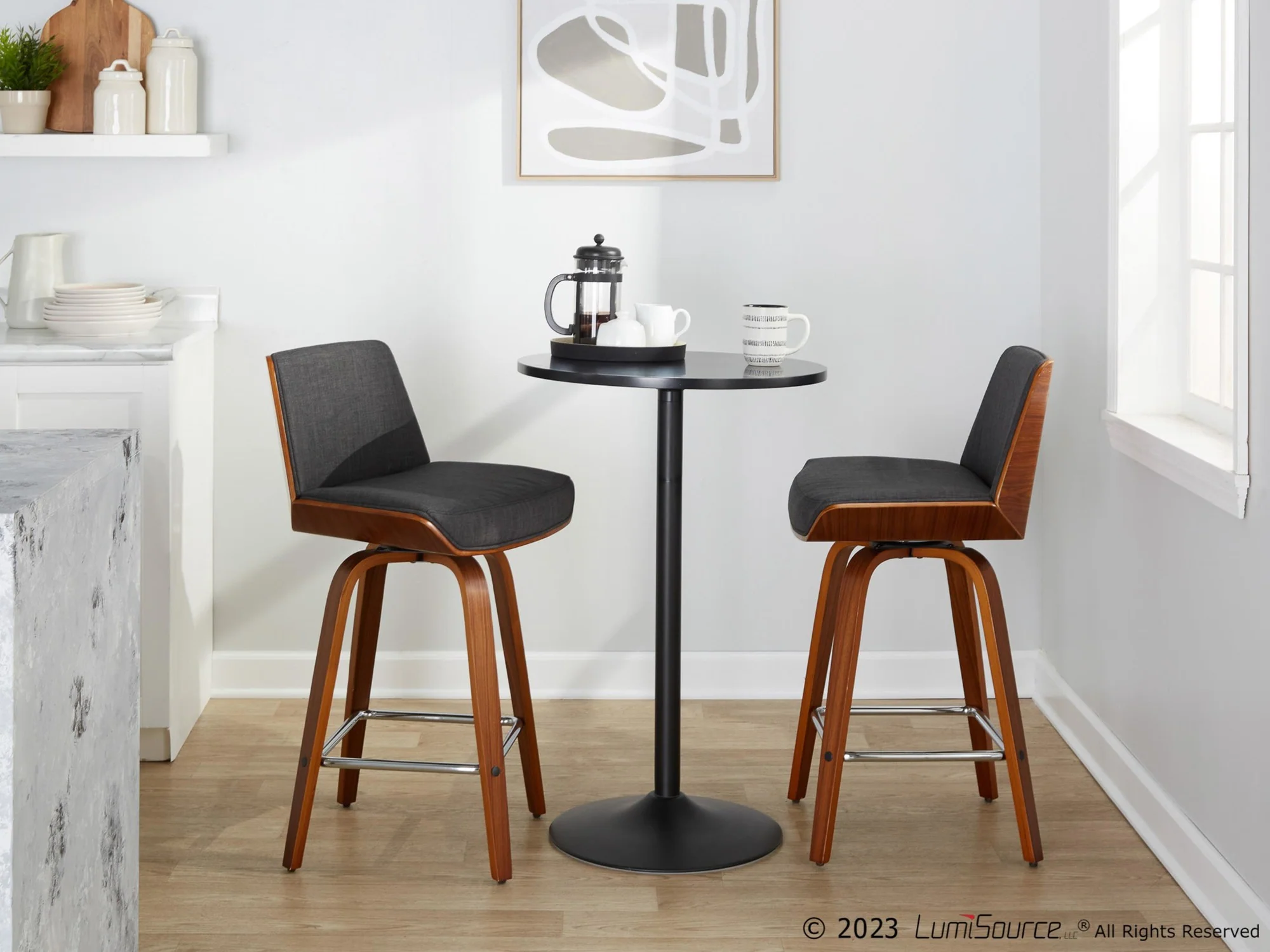 Corazza 26" Fixed-Height Counter Stool - Set of 2 By LumiSource - B26-CRZZFB-GRTZS2 WLWLCHAR2 - Image 4