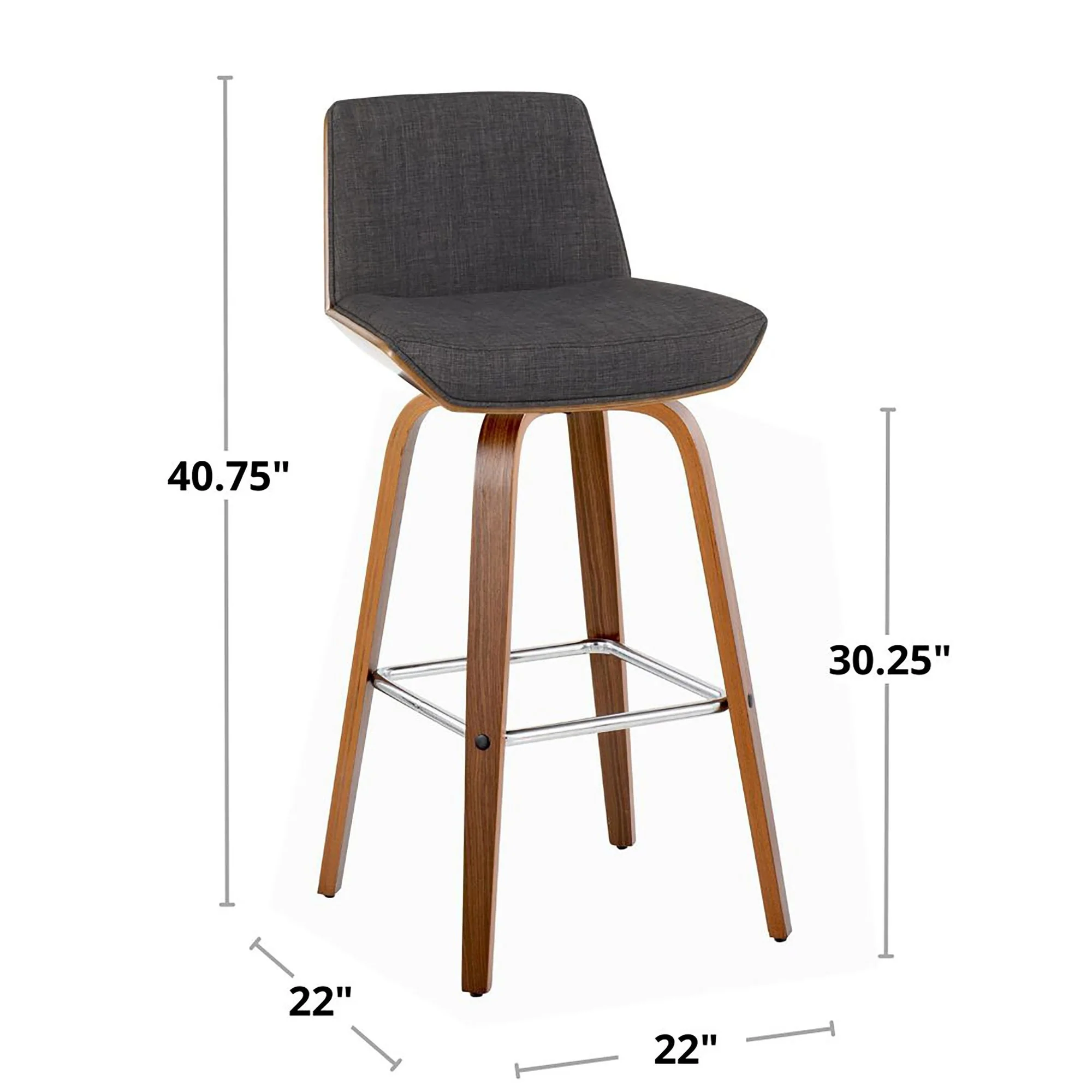 Corazza 30" Fixed-Height Barstool - Set of 2 By LumiSource - B30-CRZZFB-GRTZS2 WLWLCHAR2 - Image 10