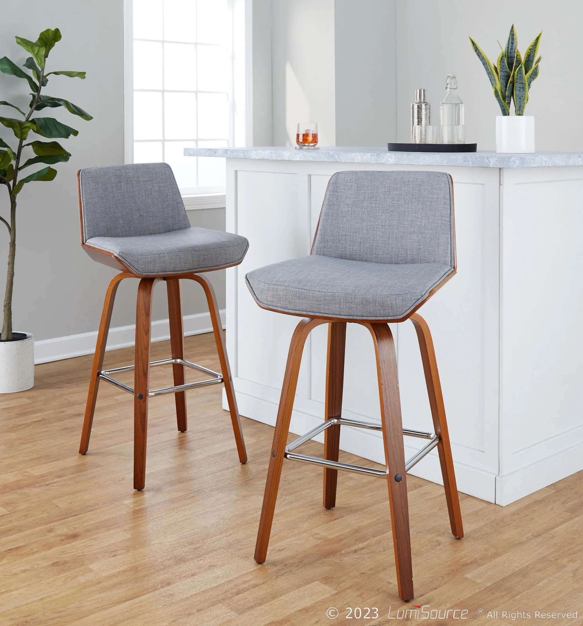 Corazza 30" Fixed-Height Barstool - Set of 2 By LumiSource - B30-CRZZFB-GRTZS2 WLWLCHAR2 - Image 12