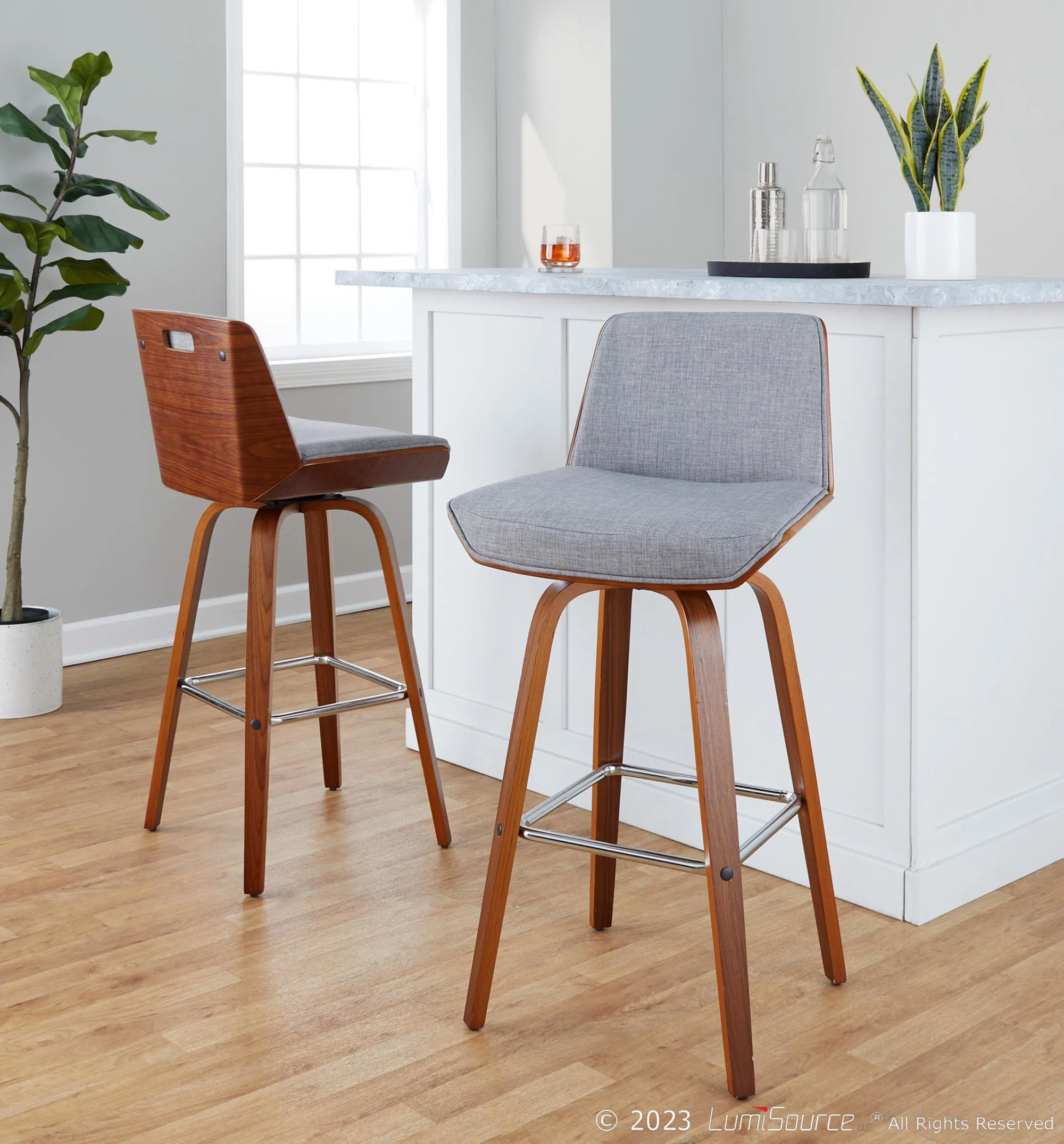 Corazza 30" Fixed-Height Barstool - Set of 2 By LumiSource - B30-CRZZFB-GRTZS2 WLWLCHAR2 - Image 13