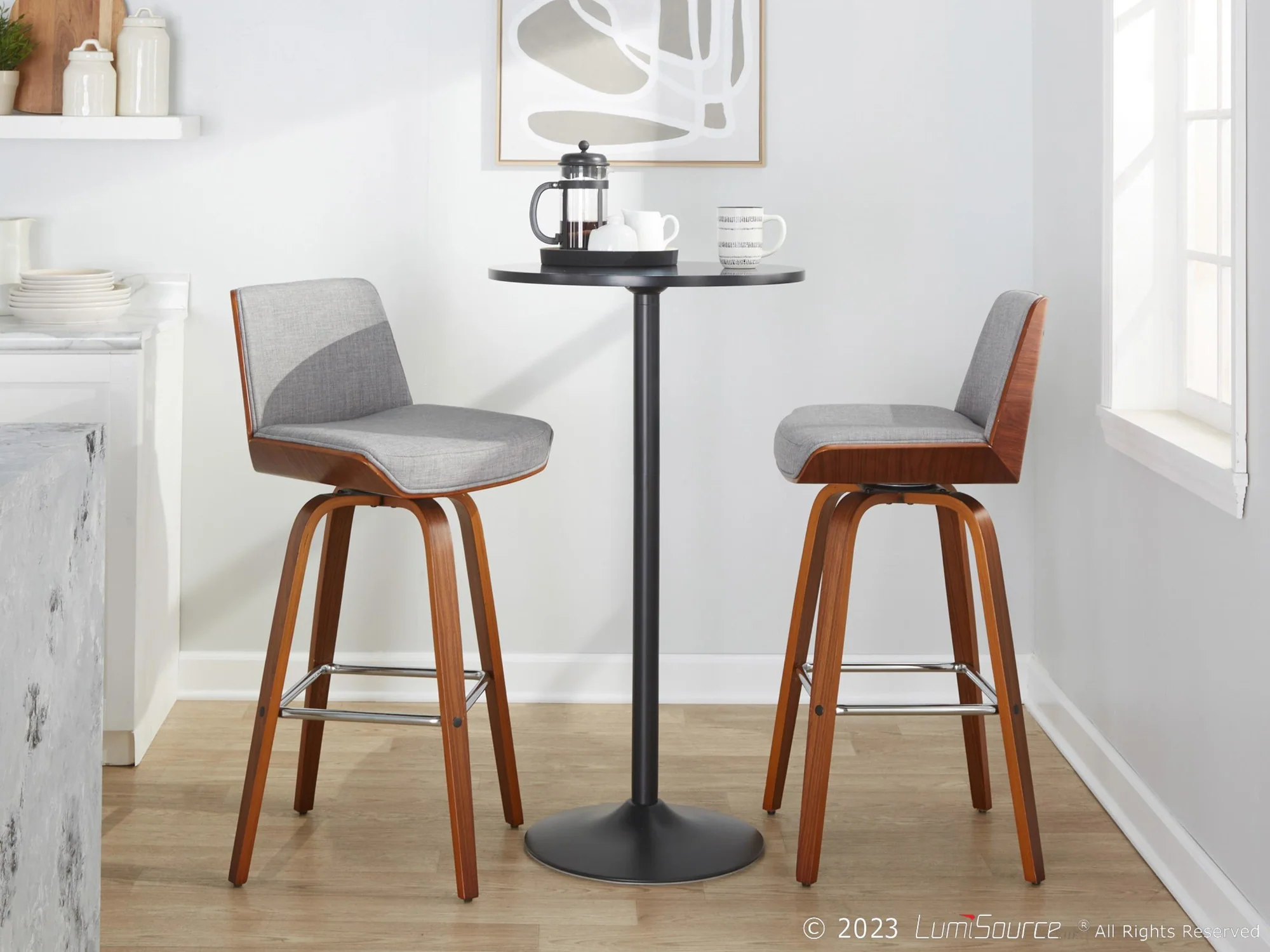 Corazza 30" Fixed-Height Barstool - Set of 2 By LumiSource - B30-CRZZFB-GRTZS2 WLWLCHAR2 - Image 14