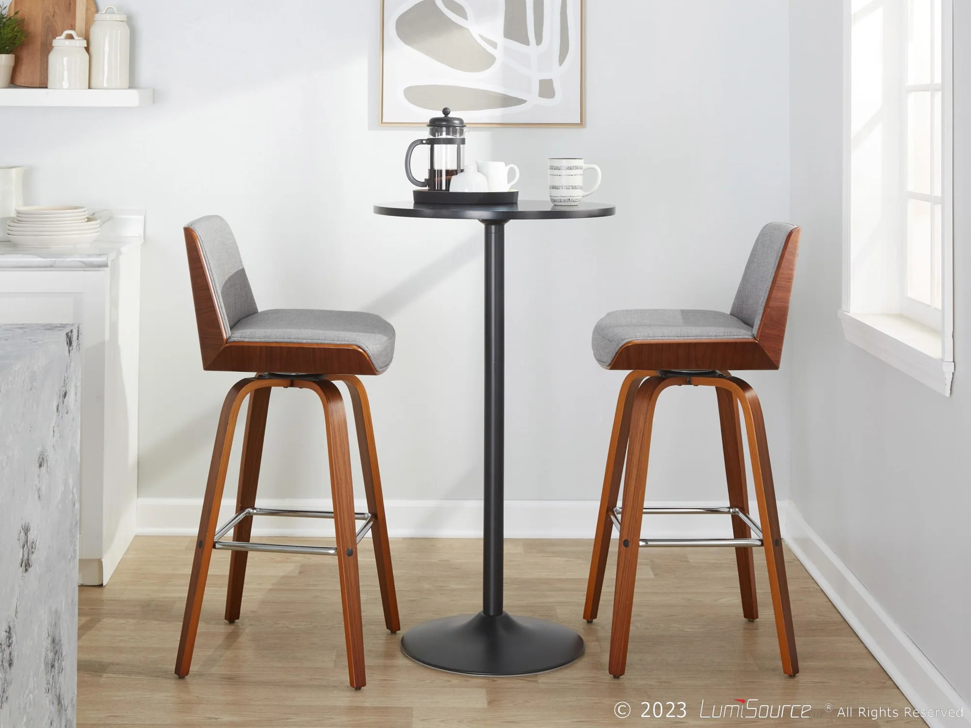 Corazza 30" Fixed-Height Barstool - Set of 2 By LumiSource - B30-CRZZFB-GRTZS2 WLWLCHAR2 - Image 15