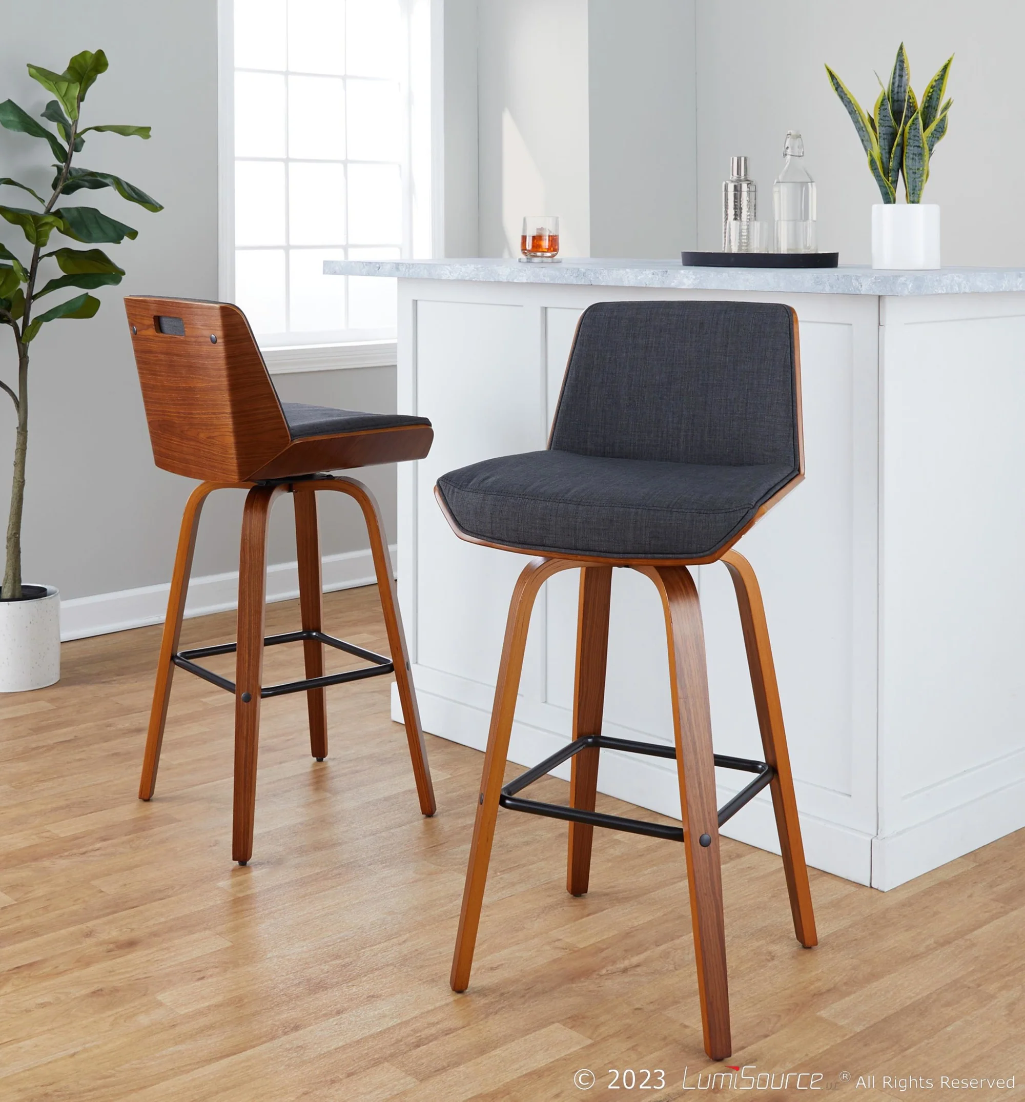 Corazza 30" Fixed-Height Barstool - Set of 2 By LumiSource - B30-CRZZFB-GRTZS2 WLWLCHAR2 - Image 22