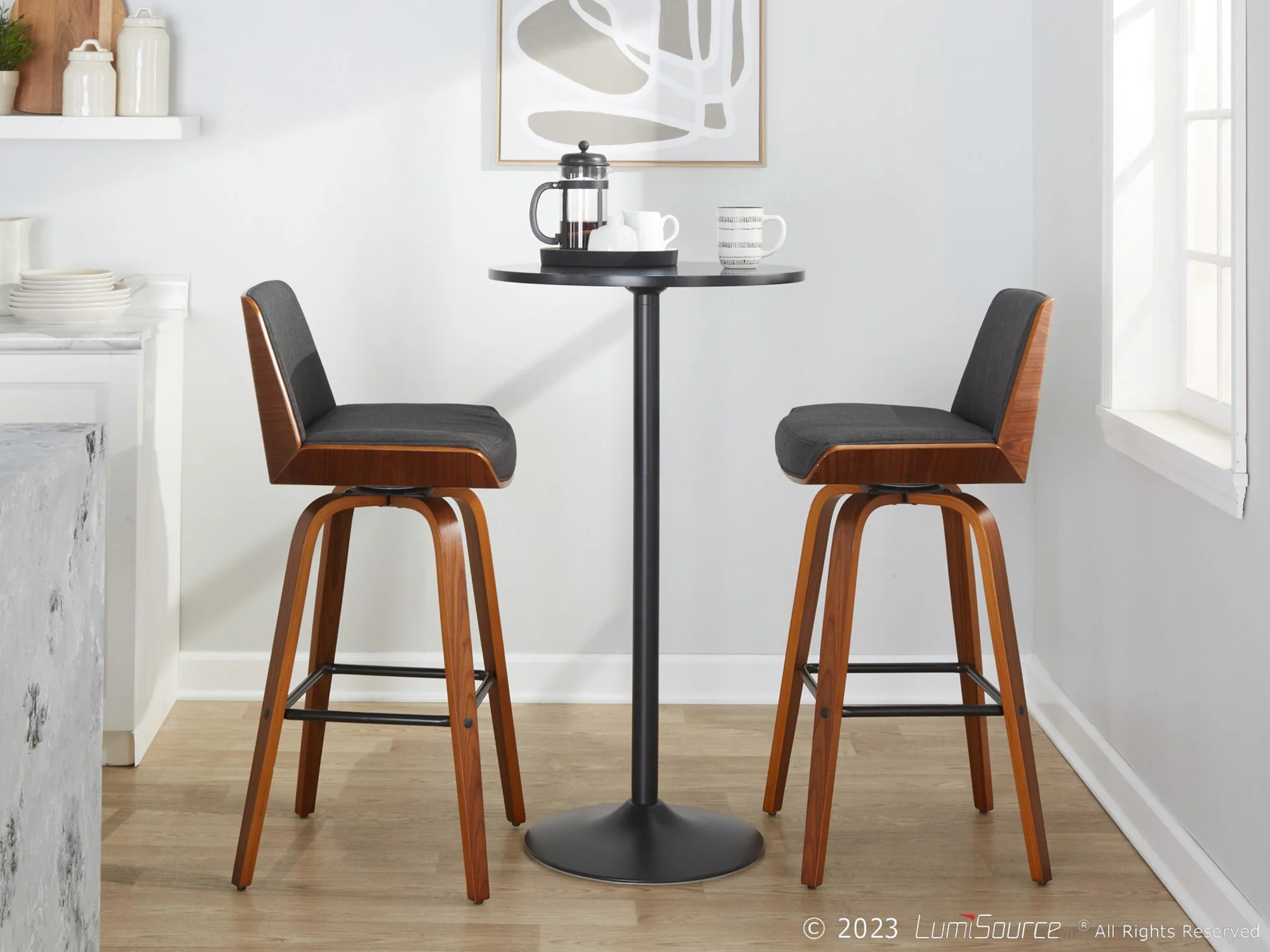 Corazza 30" Fixed-Height Barstool - Set of 2 By LumiSource - B30-CRZZFB-GRTZS2 WLWLCHAR2 - Image 24