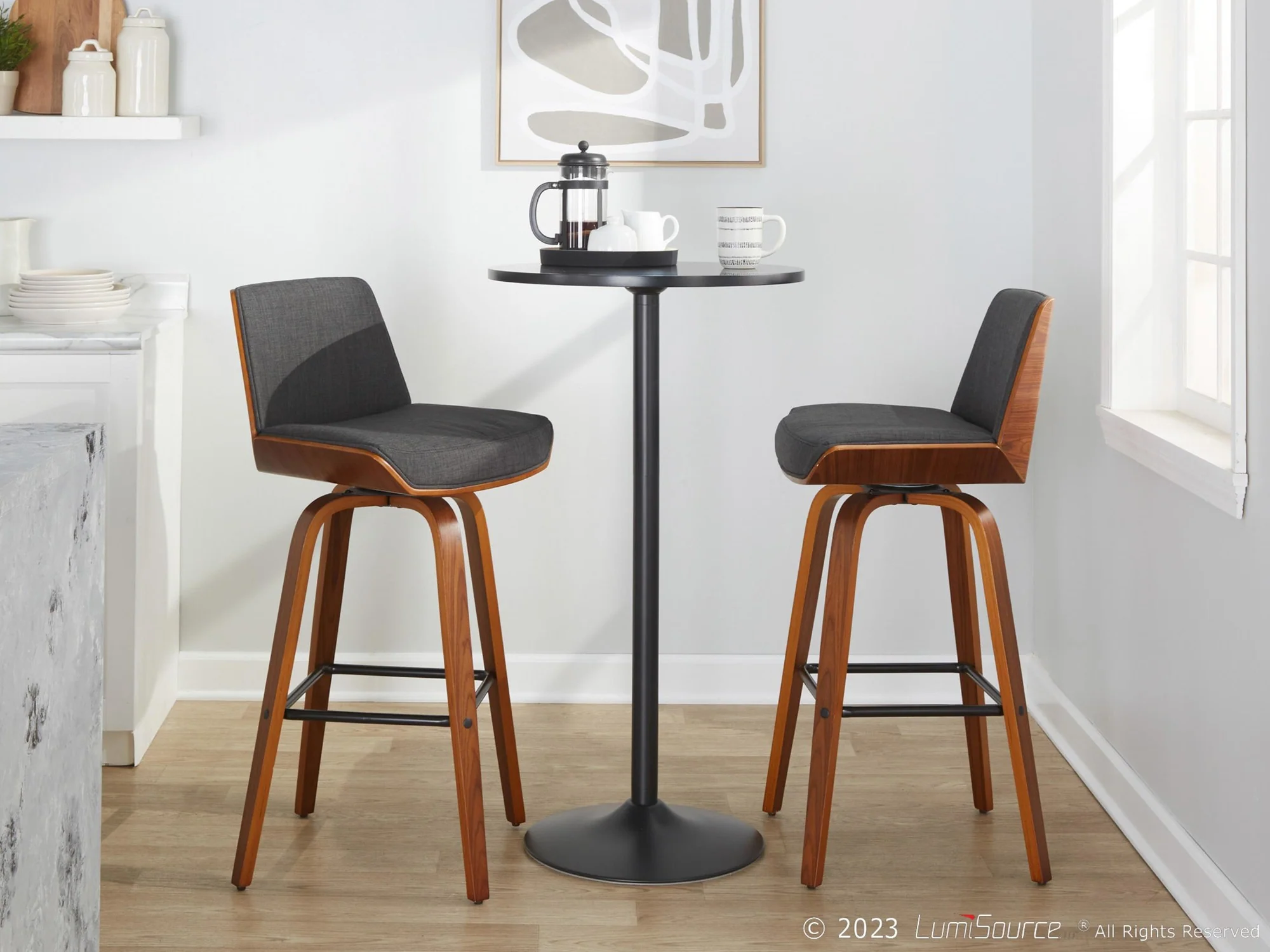 Corazza 30" Fixed-Height Barstool - Set of 2 By LumiSource - B30-CRZZFB-GRTZS2 WLWLCHAR2 - Image 25