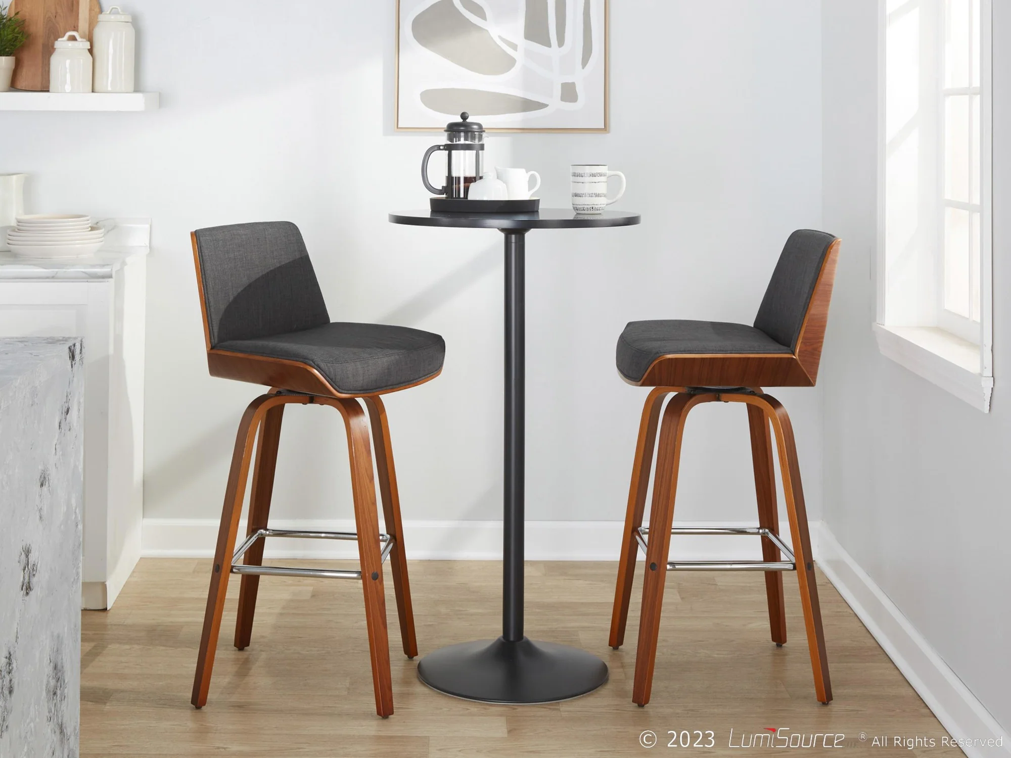 Corazza 30" Fixed-Height Barstool - Set of 2 By LumiSource - B30-CRZZFB-GRTZS2 WLWLCHAR2 - Image 3