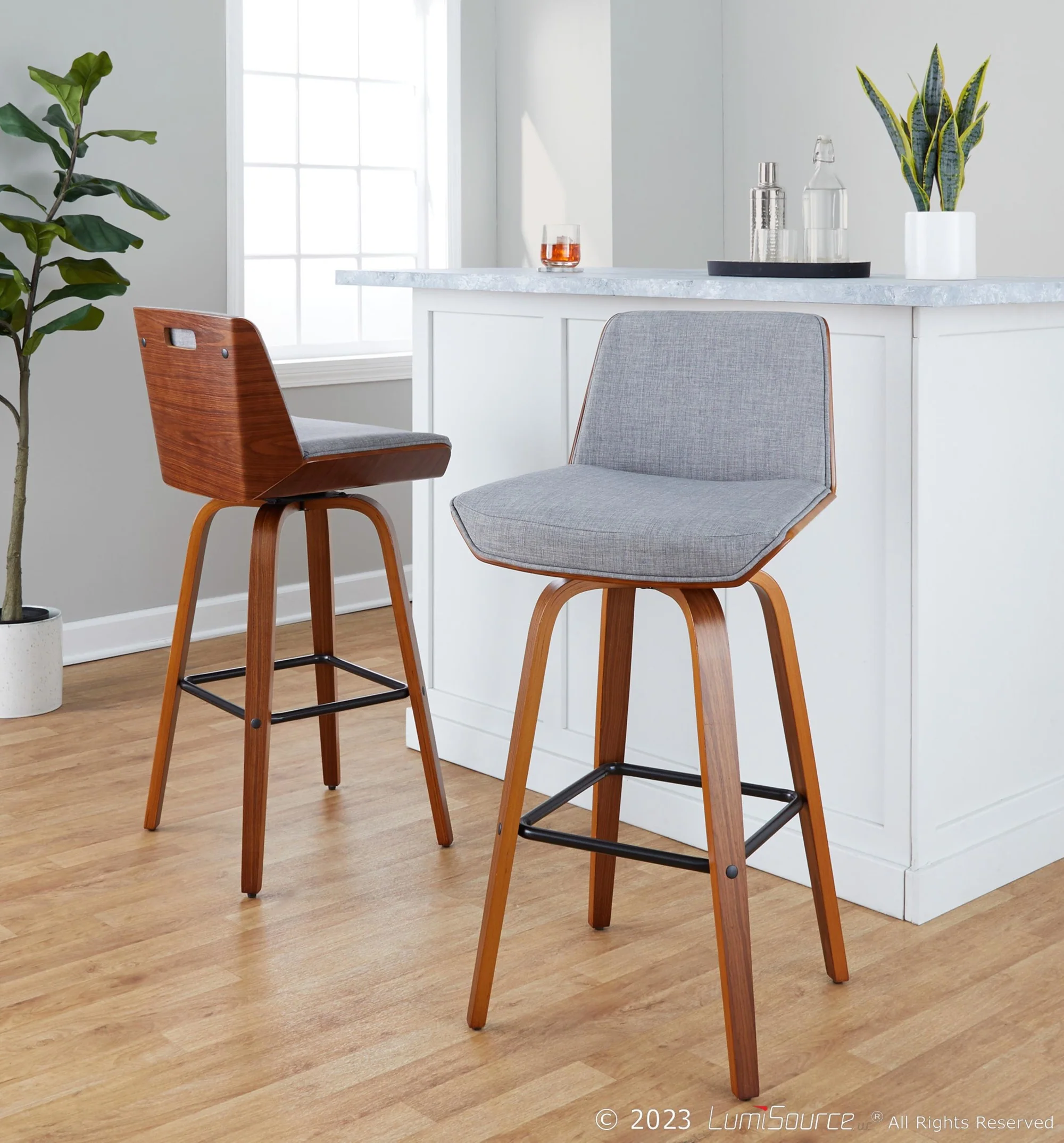 Corazza 30" Fixed-Height Barstool - Set of 2 By LumiSource - B30-CRZZFB-GRTZS2 WLWLCHAR2 - Image 32