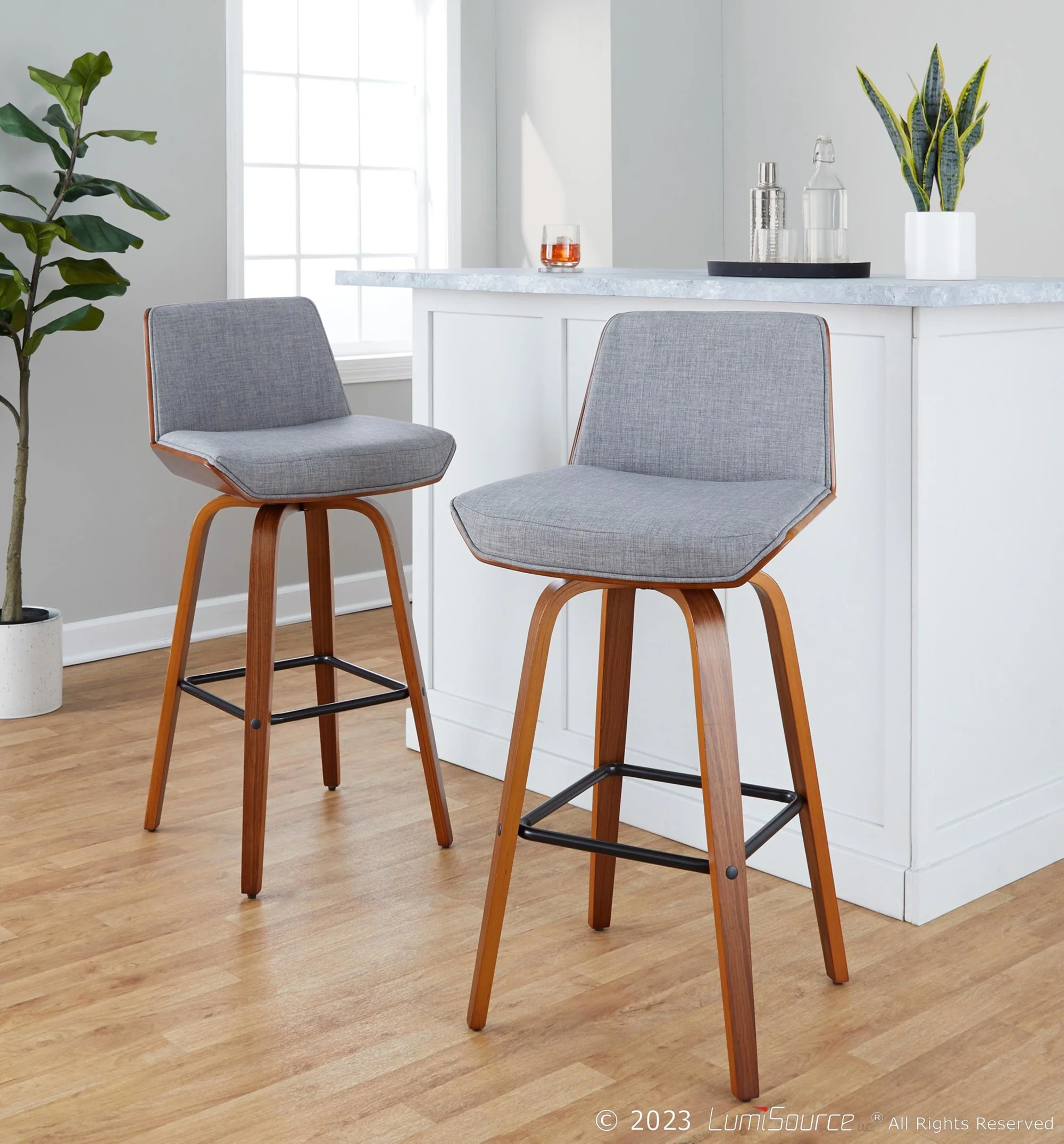 Corazza 30" Fixed-Height Barstool - Set of 2 By LumiSource - B30-CRZZFB-GRTZS2 WLWLCHAR2 - Image 33