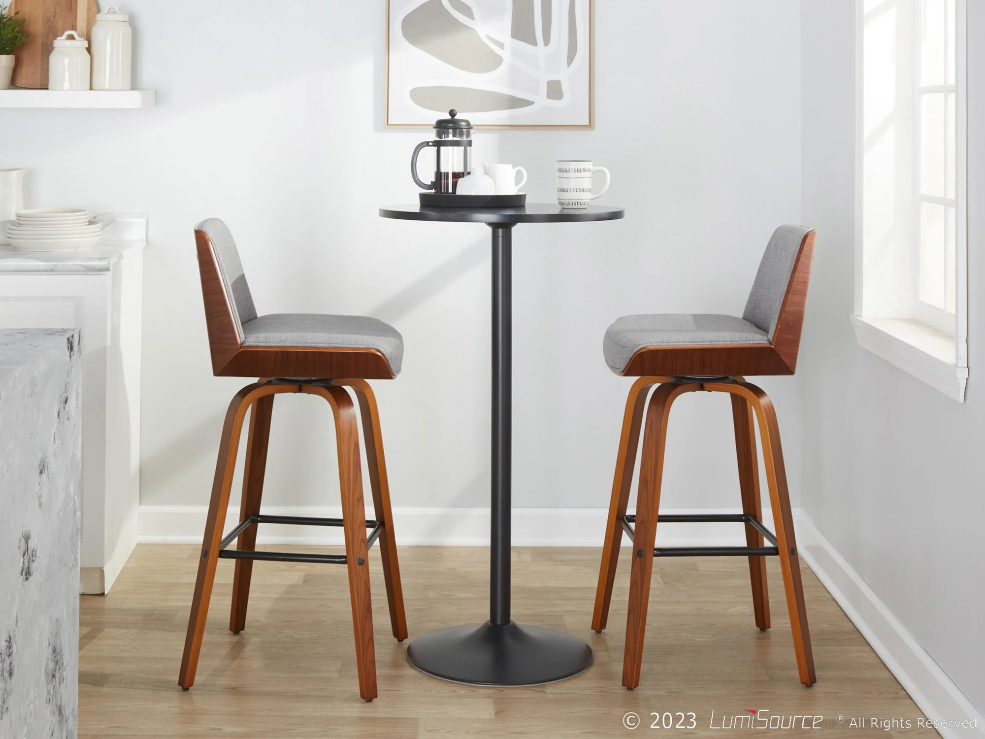 Corazza 30" Fixed-Height Barstool - Set of 2 By LumiSource - B30-CRZZFB-GRTZS2 WLWLCHAR2 - Image 34