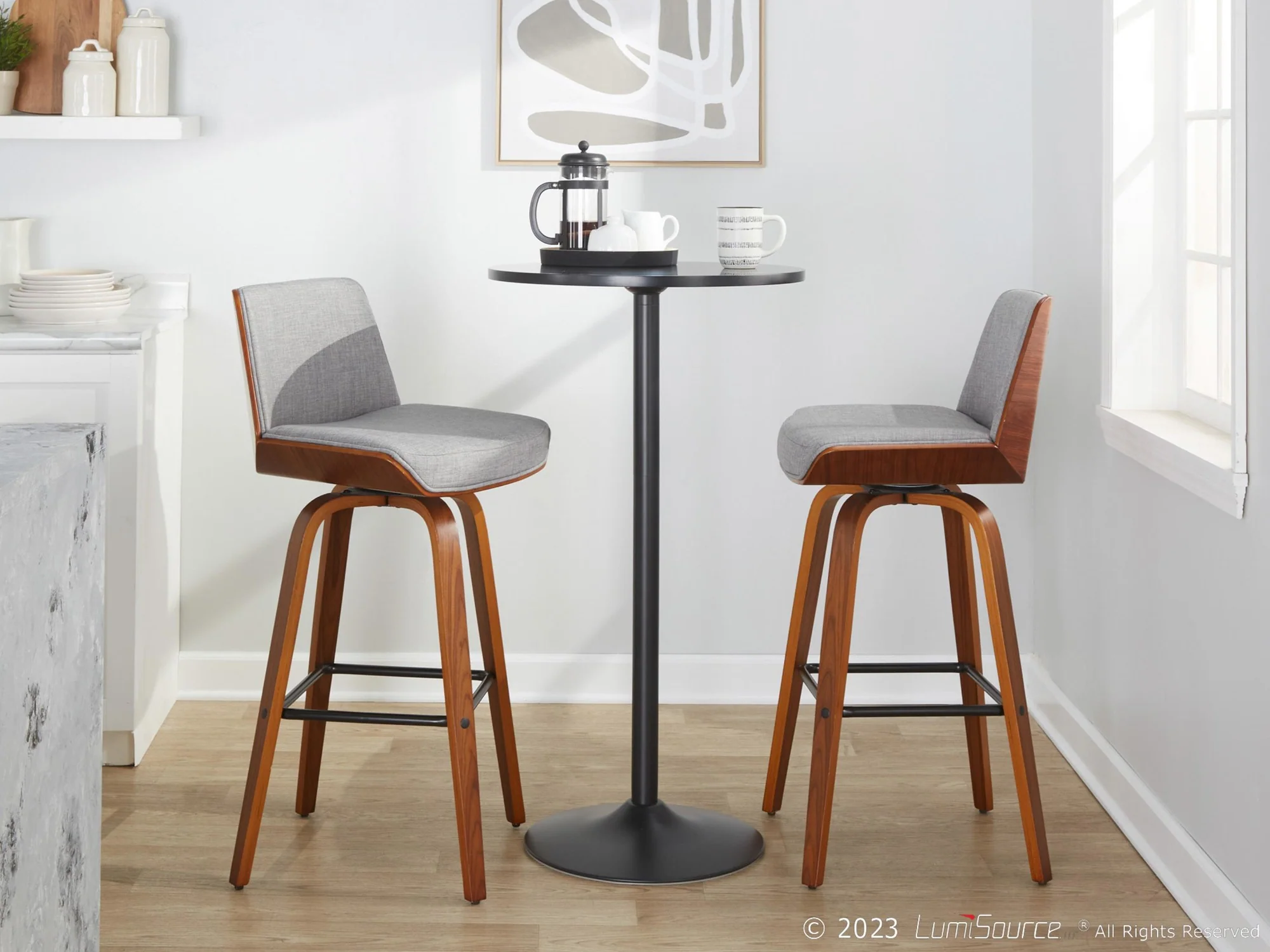 Corazza 30" Fixed-Height Barstool - Set of 2 By LumiSource - B30-CRZZFB-GRTZS2 WLWLCHAR2 - Image 35
