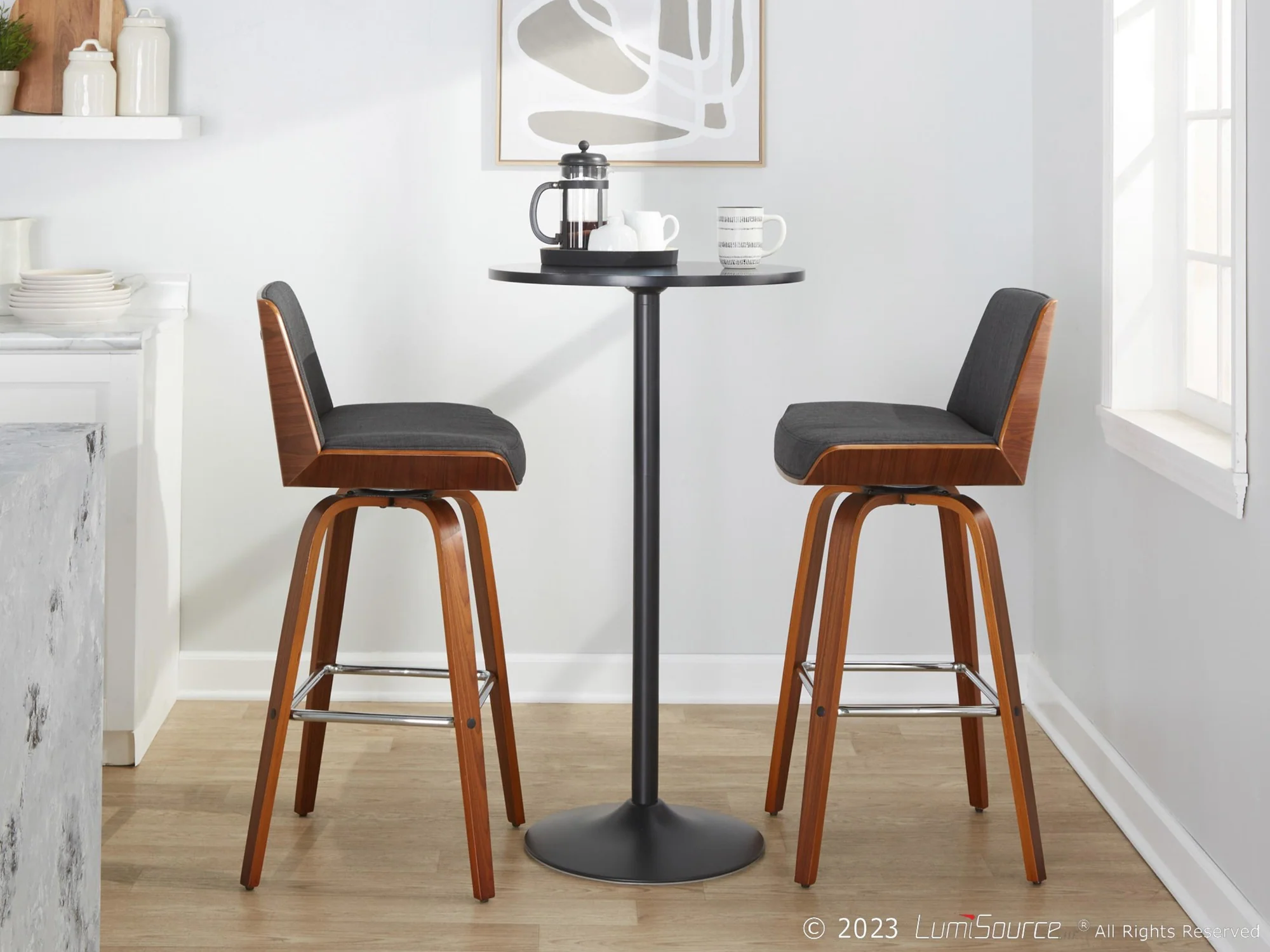 Corazza 30" Fixed-Height Barstool - Set of 2 By LumiSource - B30-CRZZFB-GRTZS2 WLWLCHAR2 - Image 4