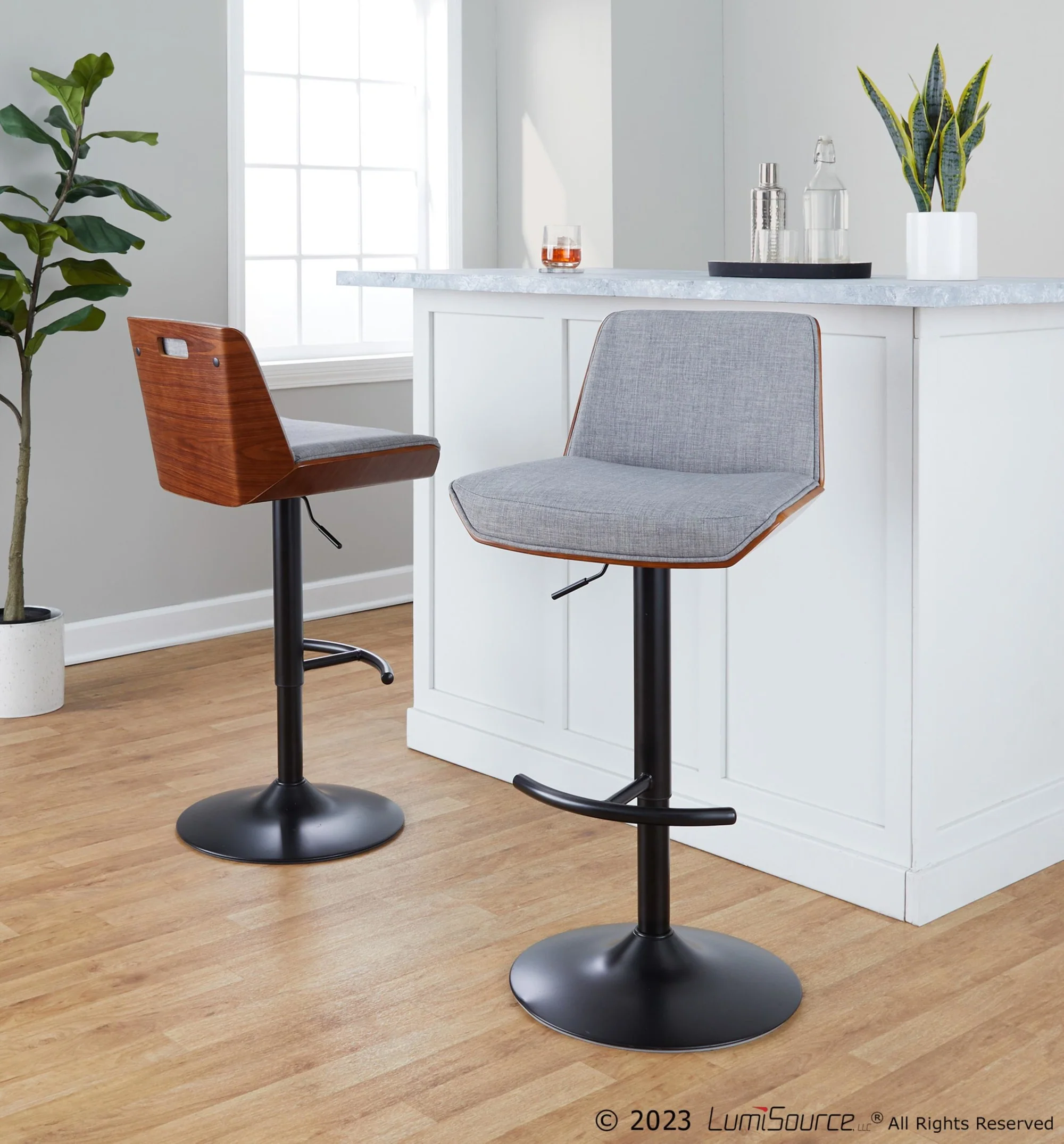 Corazza Adjustable Barstool - Set of 2 By LumiSource - BS-CRZZFB-RT2 BKWLCHAR2 - Image 10