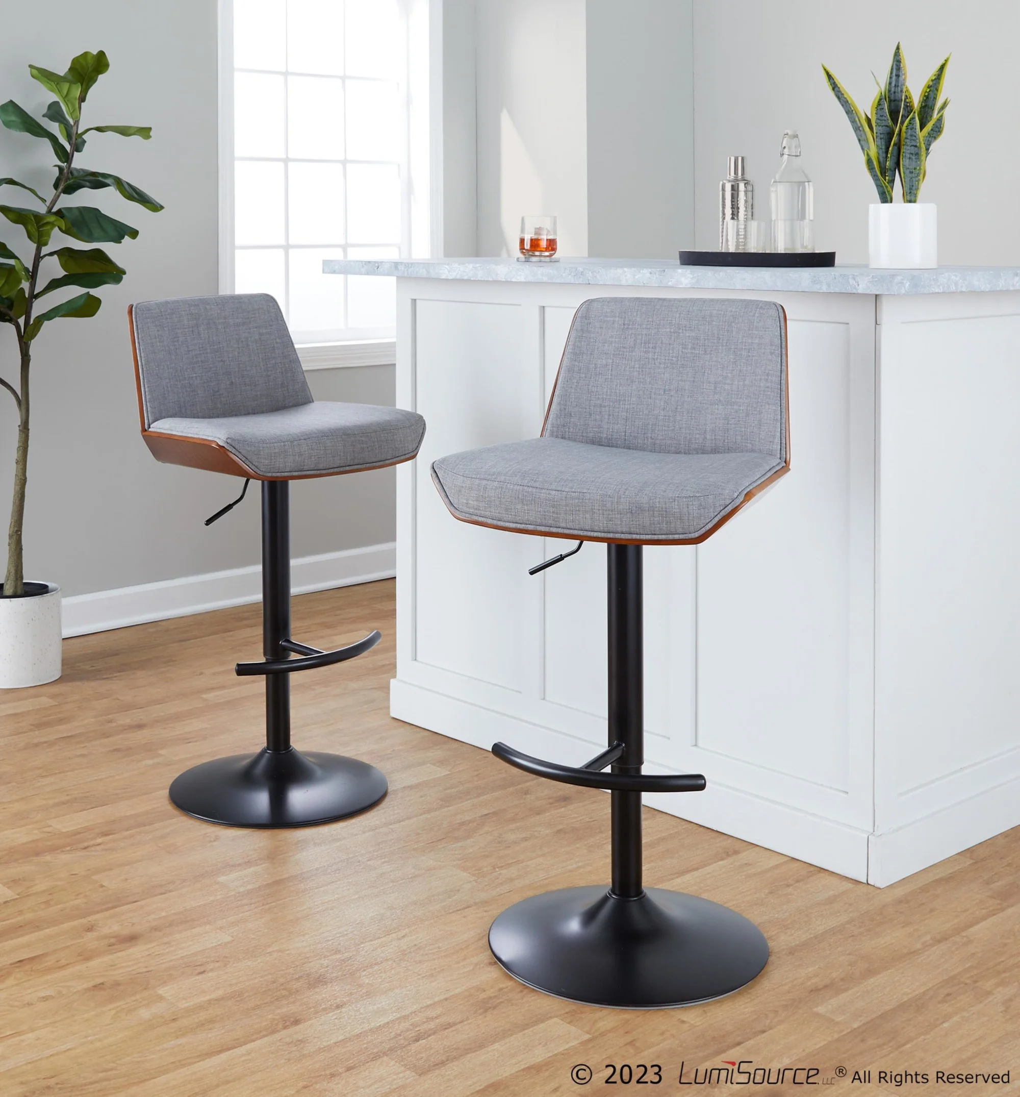 Corazza Adjustable Barstool - Set of 2 By LumiSource - BS-CRZZFB-RT2 BKWLCHAR2 - Image 9